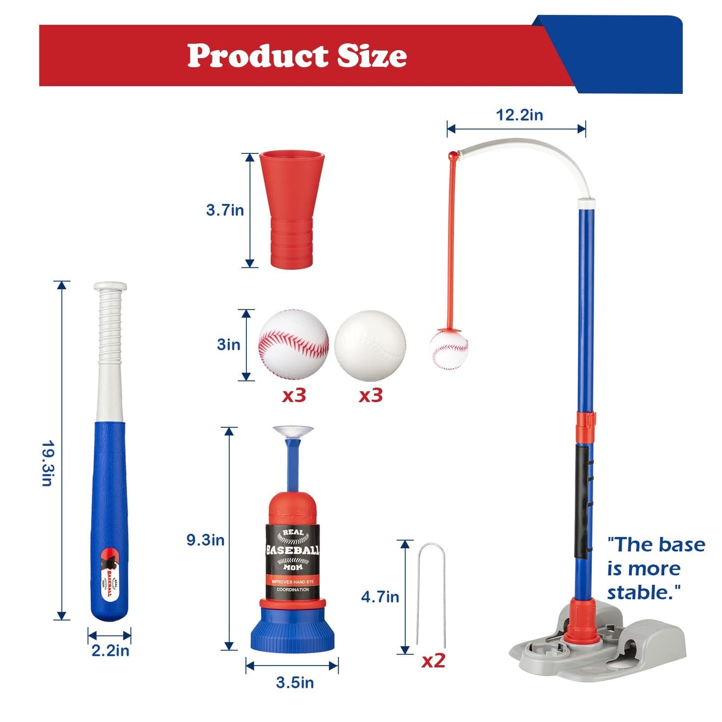 VROGTIK Tball Set for Toddlers 3-5,Kids Toys Boys 3-5, Baseball Tee Training Equipment, 4 Year Old Boy Birthday Gift,Outdoor Sports Toys,Playground Sets for Backyards