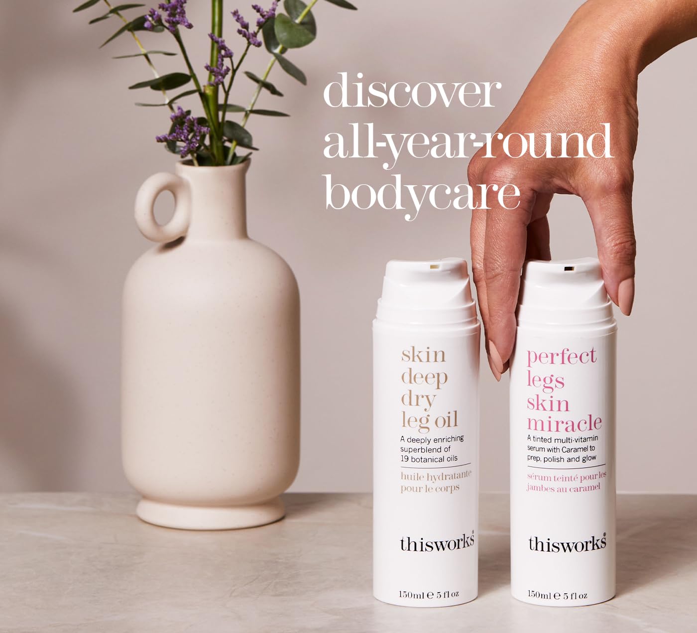 THISWORKS skin deep dry leg oil: Deeply Enriching Blend of 9 Essential Oils for Shiny, Soft Skin, 5.28 Fl Oz (150ml)