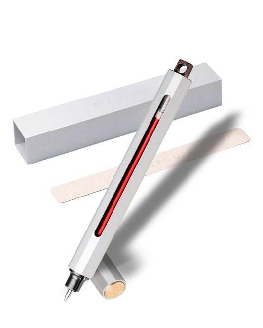 ANTOU Pen C Mini, Durable Aluminum Alloy EDC Pen, with 100+ Replacement Refills - Ballpoint, Rollerball, Gel. Auto-Adjusting Refillable Pen, Best Writing and Sketching Gift for Men and Women_Silver