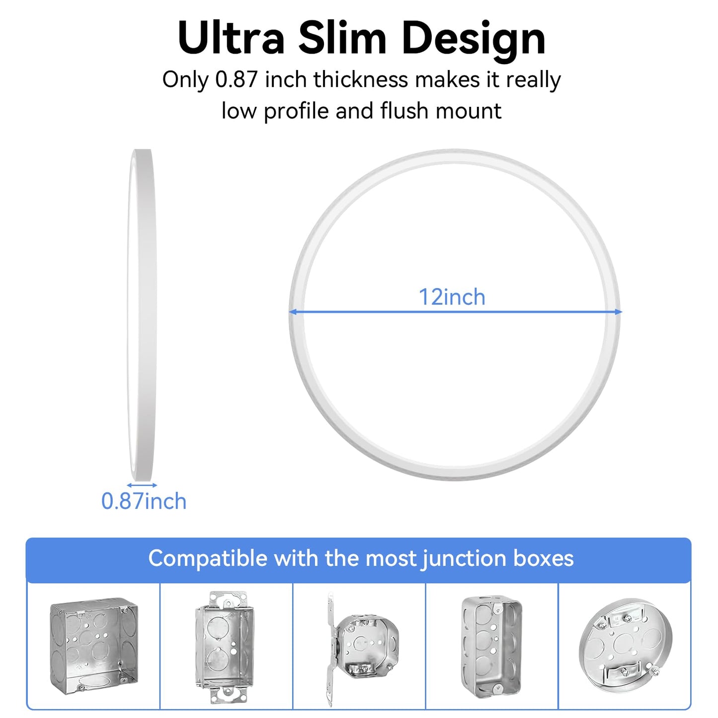 6 Pack 12 Inch Dimmable LED Flush Mount Ceiling Light Fixture 28W 3200LM 5 Color Temperature in One Super Slim Round Ceiling Lamp Low Profile Ceiling Lights for Living Bedroom Kitchen Laundry White