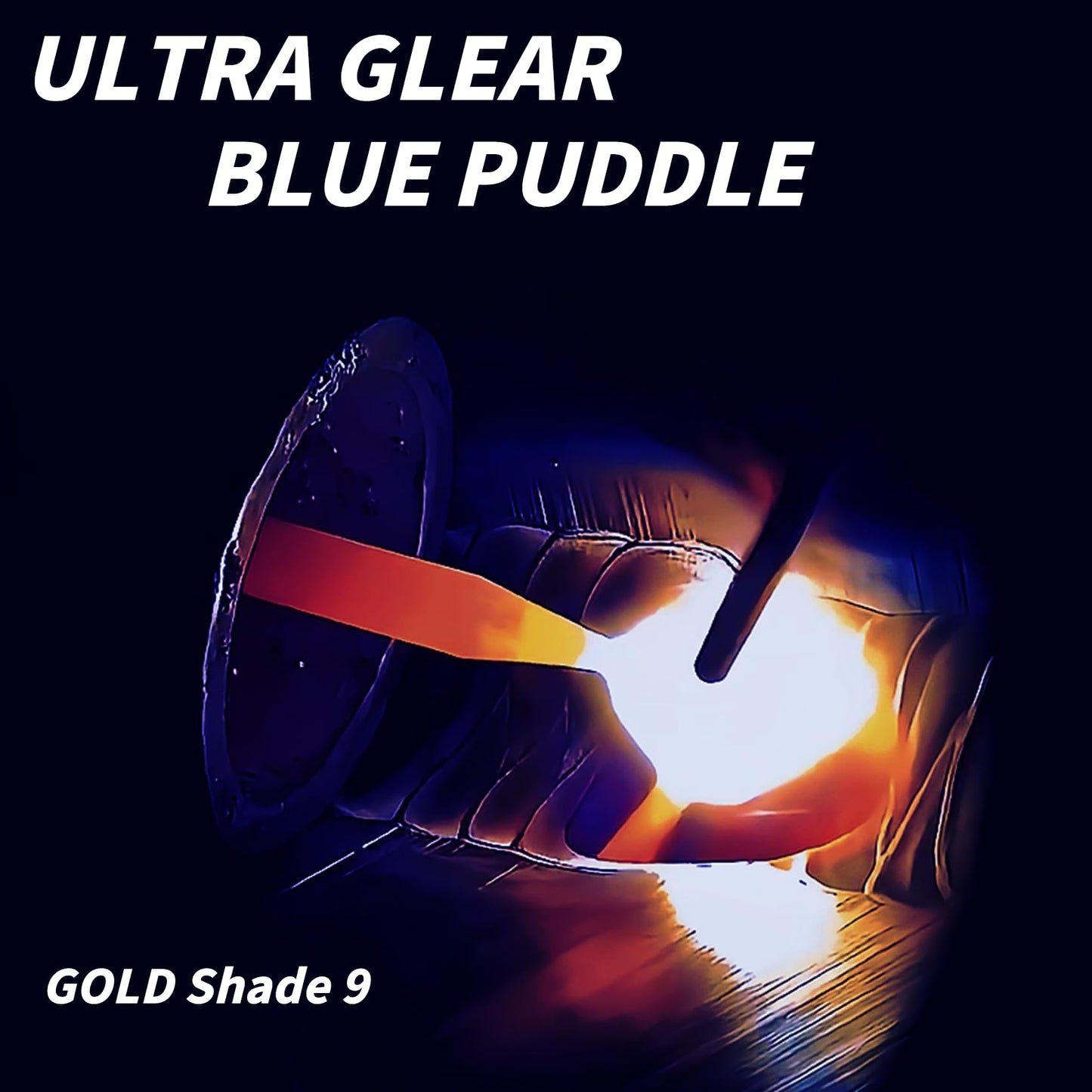 Gold Shade 9 2x4 1/4 Auto Darkening Welding Lens, Cool Blue Puddle Technology 2x4 Welding Lens, Welding Lens Auto Darkening Replacement for a Sugar Scoop Welding Hood or Pancake Welding Hood