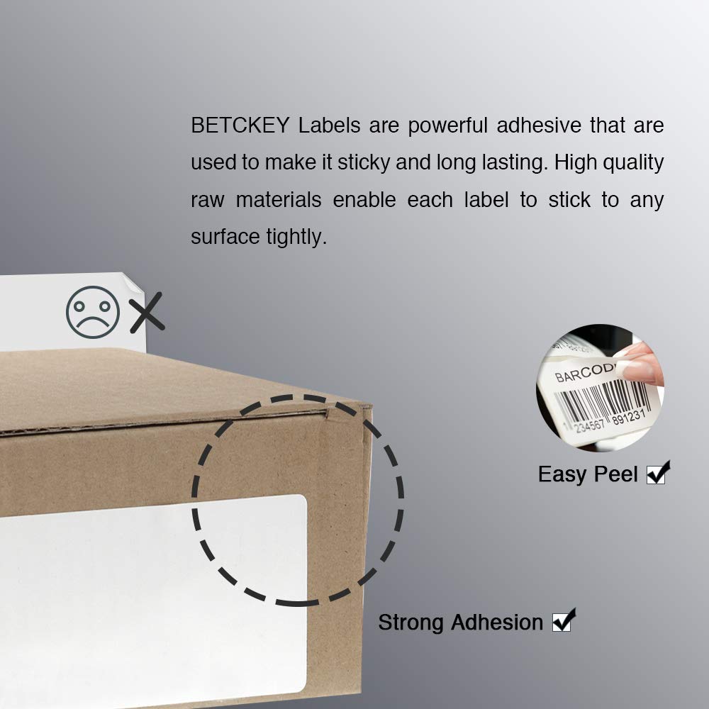 BETCKEY - 1" x 0.5" (25 mm x 13 mm) Small Labels Compatible with Zebra & More Label Printer,Premium Adhesive & Perforated [10 Rolls, 24300 Labels]