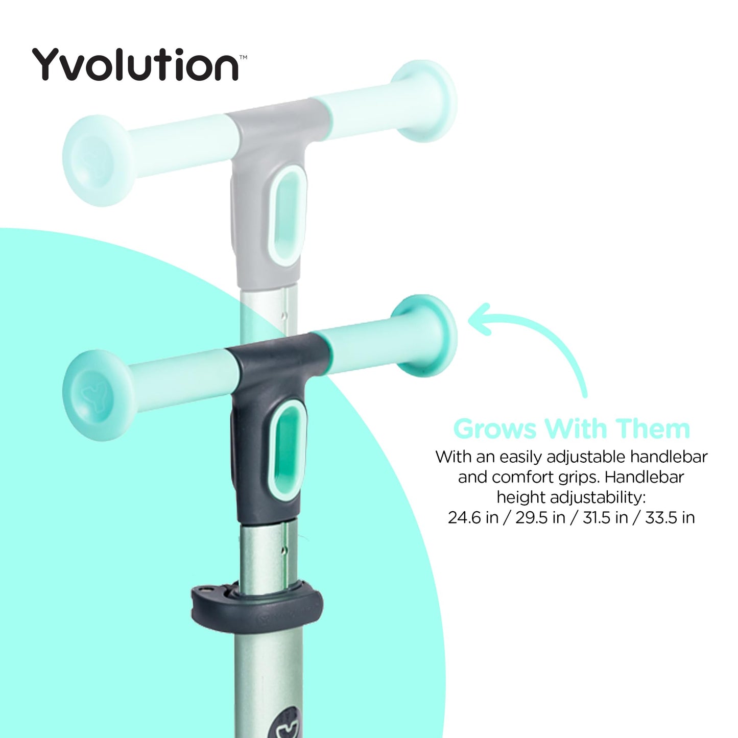 Yvolution Green Glider Nua Kids 3 Wheel Scooter, Foldable, LED Wheels, Adjustable Handlebar, for Boys and Girls Ages 3 to 10 Years Old