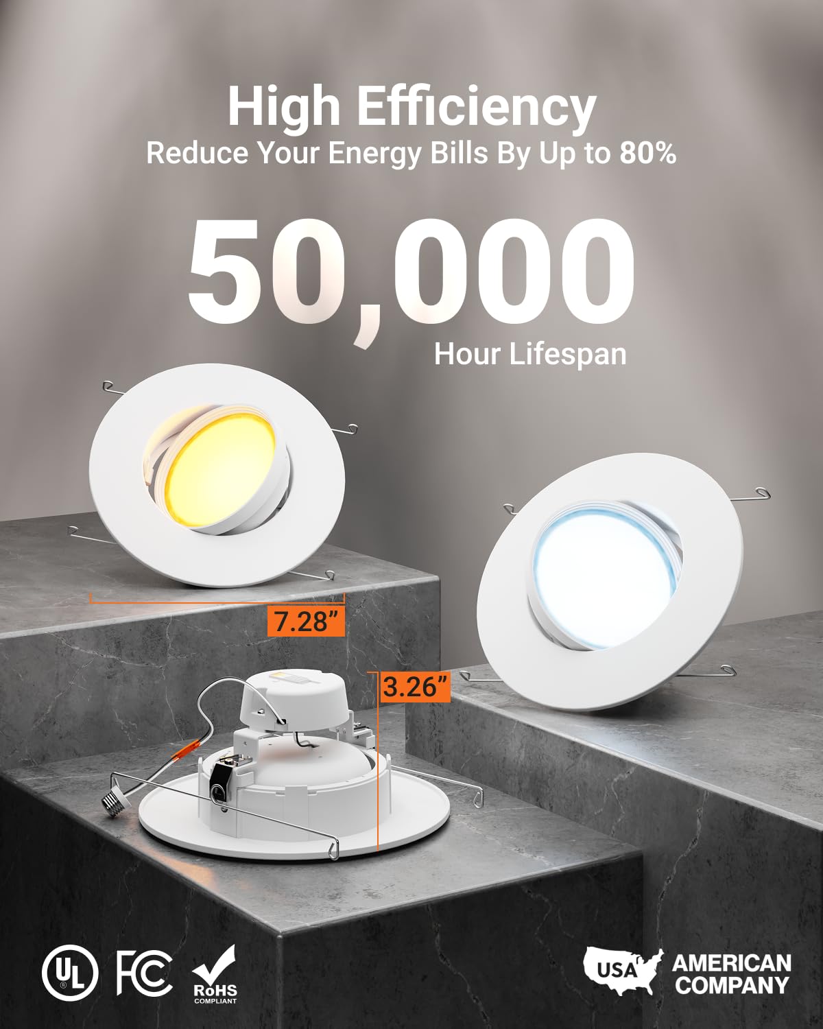 Sunco 6 Pack LED Can Lights Eyeball Retrofit Gimbal 5/6 Inch Recessed Lights, 12W=60W, 5 Colors (2700K/3000K/3500K/4000K/5000K), 800 LM, Directional Angled Trim Adjustable Ceiling Downlight, UL