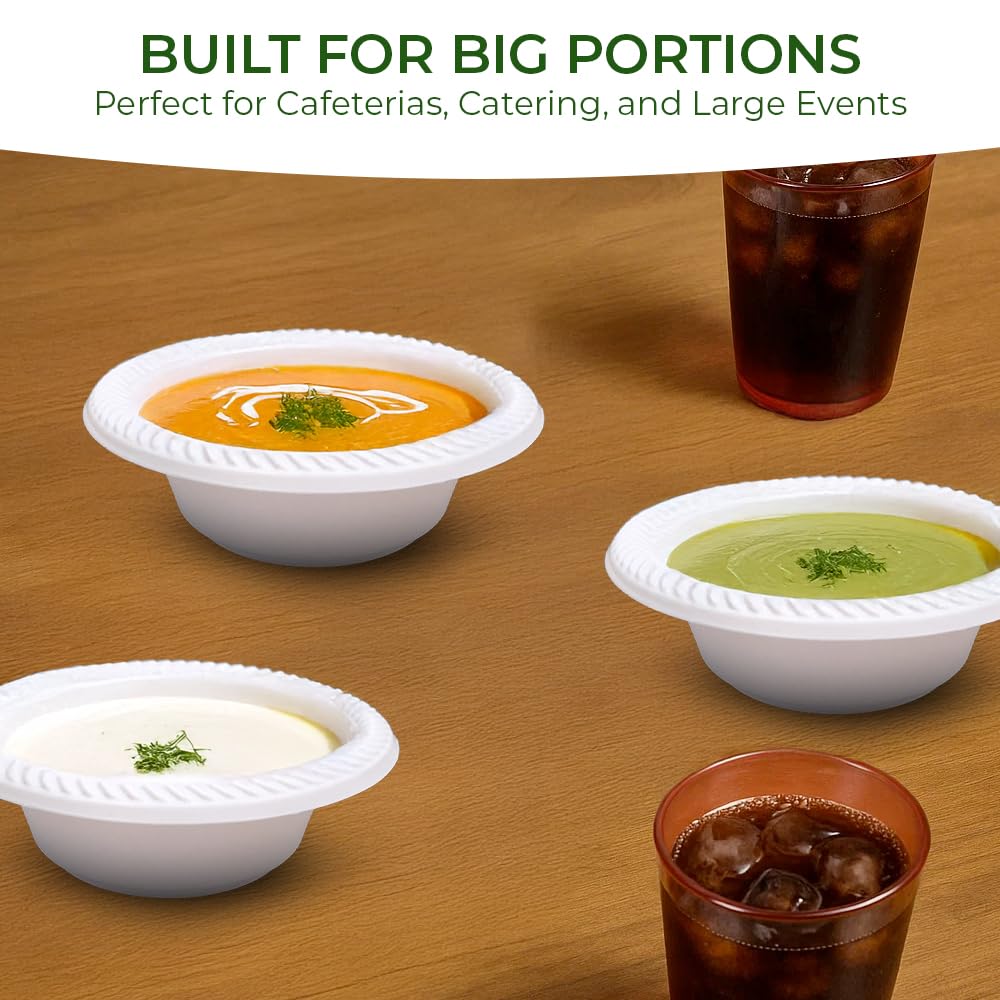 Betta 5 Oz Disposable Plastic Small Dessert Bowls, White, 800 Count, Bulk Case for Schools, Breakrooms and Cafeteria, Microwave Safe (8 Pack Per Box x100)