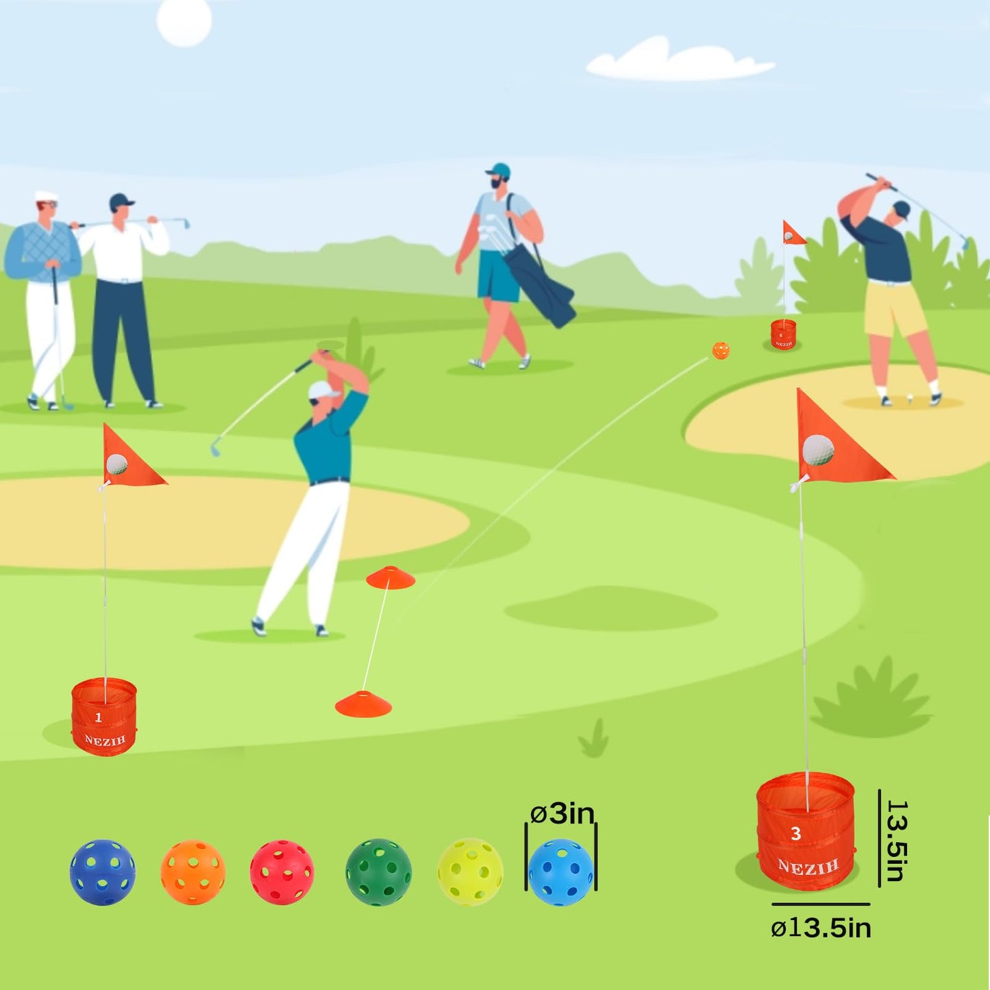 BATONE Backyard Golf Game for Kids and Adults Portable 6 Hole Golf Games Suitable Golf Chipping Game for Yard, Court, Lawn, Beach, Park···