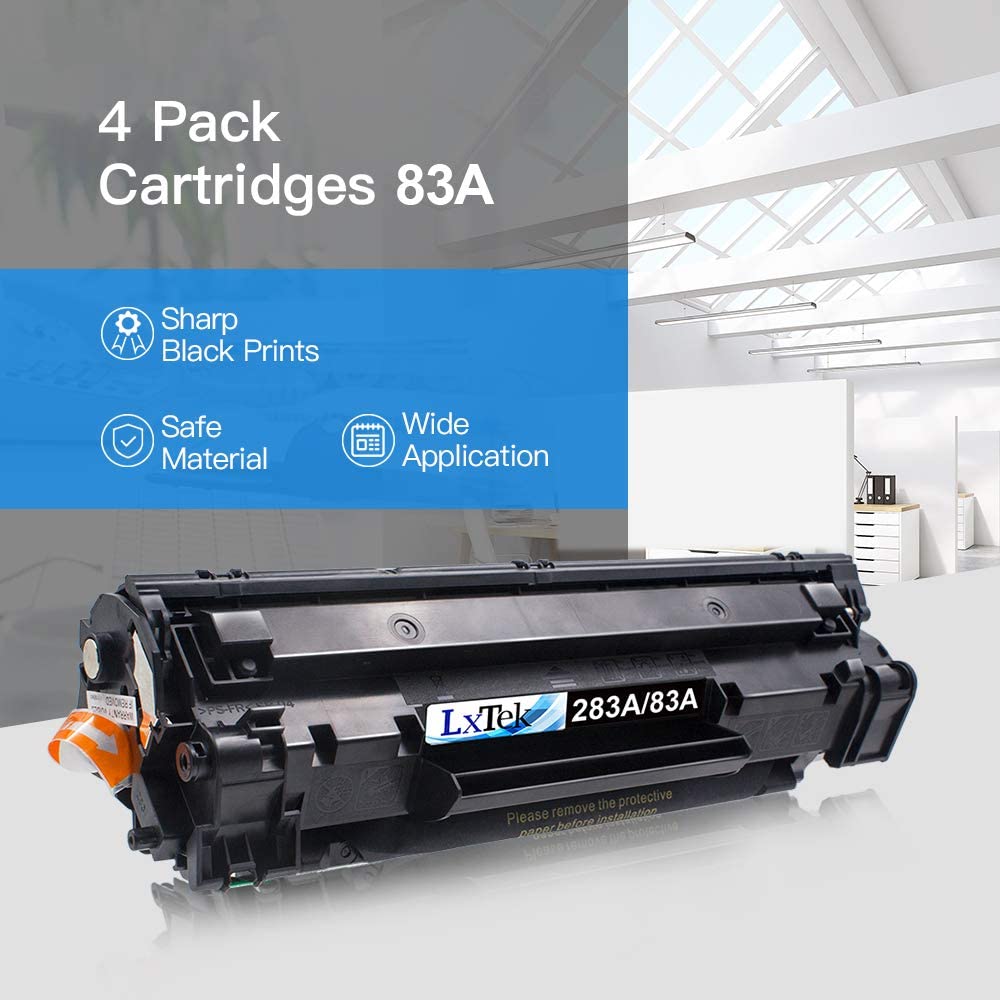 LxTek Compatible Toner Cartridge Replacement for HP 83A Toner Cartridges Compatible with Laserjet Pro MFP M125nw M201dw M225dw M201n M125a M127fn M127fw, 4 Black CF283A