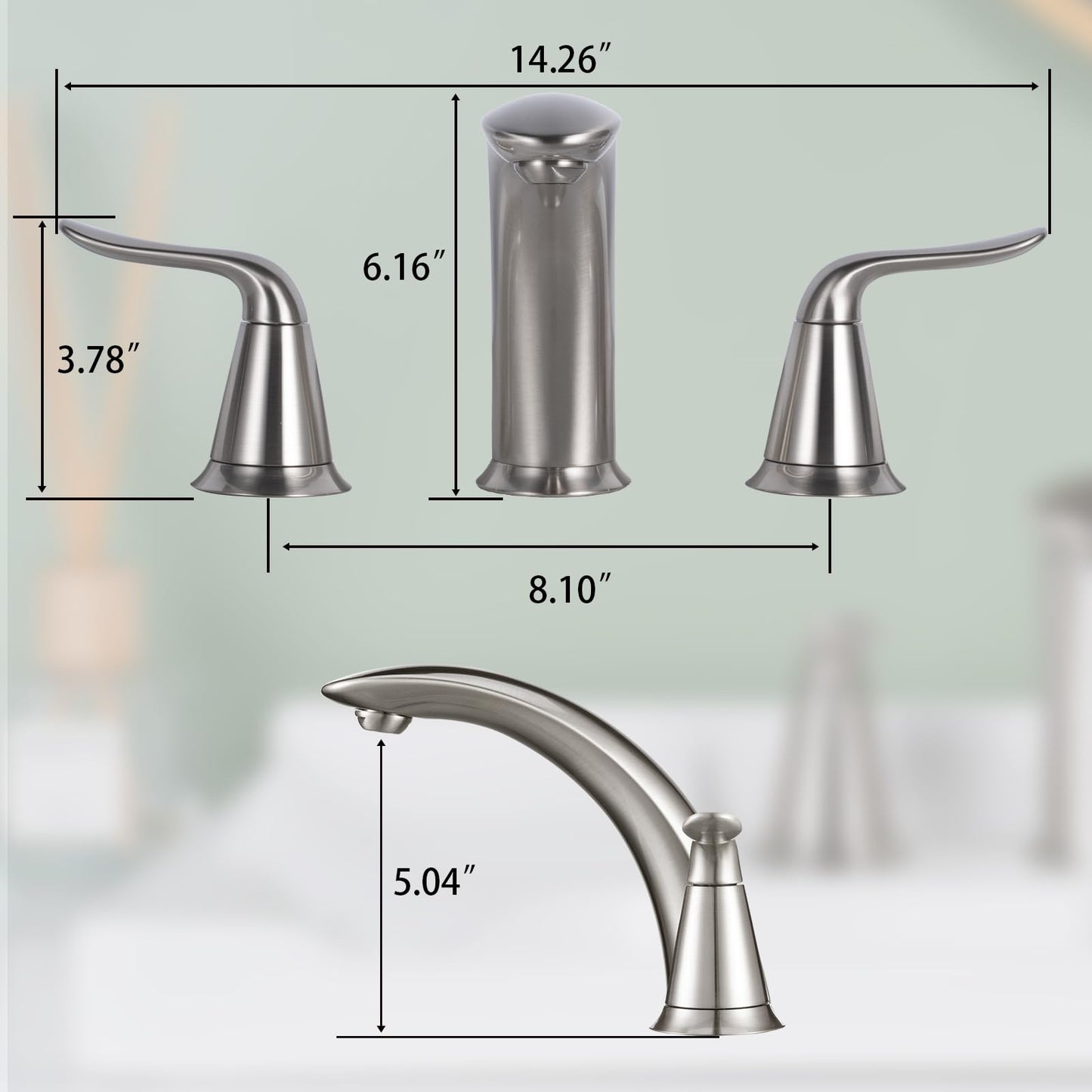 VXV Bathroom Faucet 3 Hole, 8 Inch Widespread Bathroom Sink Faucet for Lavatory Vanity with Pop-up Drain Brushed Nickel