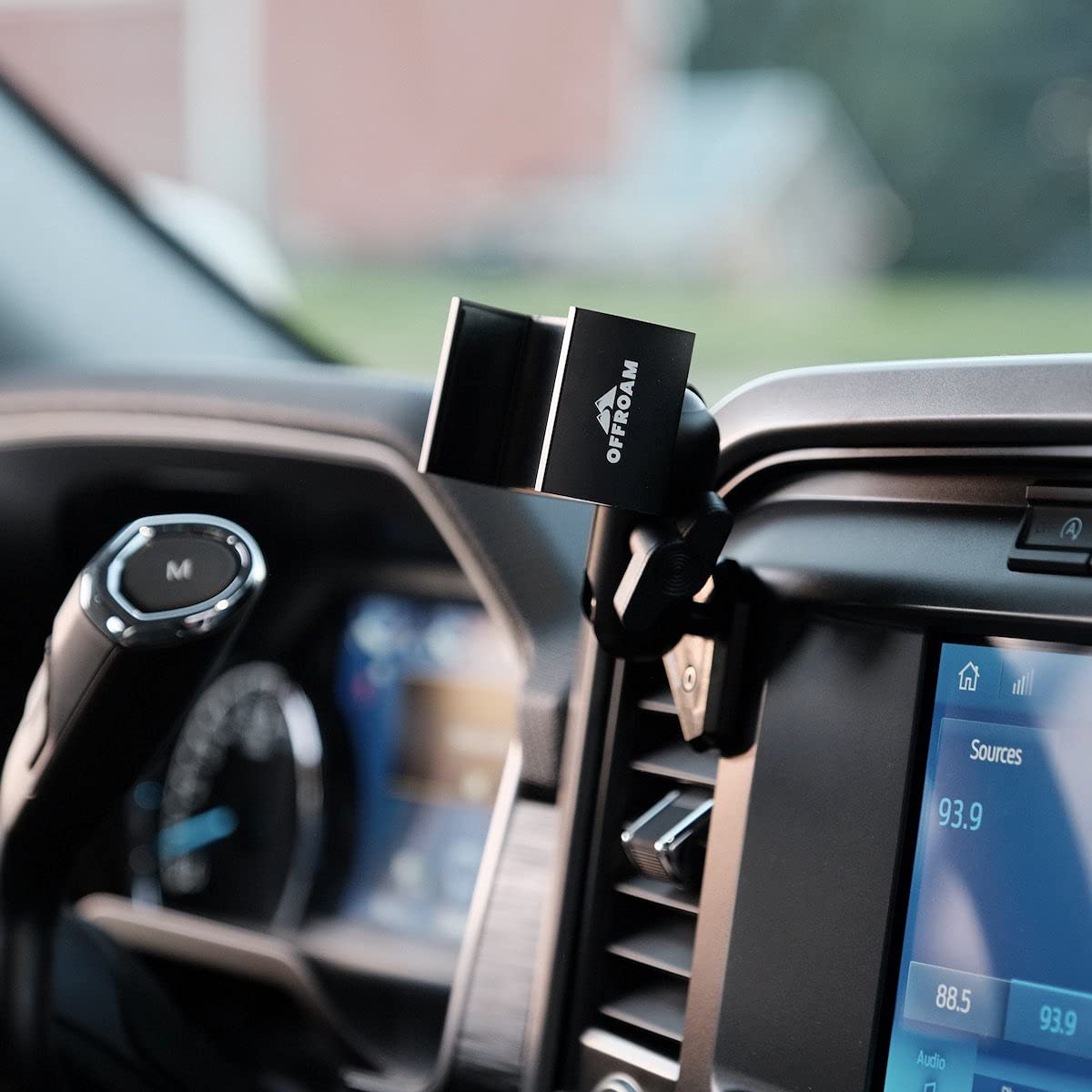 Offroam Phone Mount Made for Ford F-150 2021-2026 | Ford F-250/F-350 2023-2026 | F-150 Lightning (XL & PRO) 2022-2026, Universal Spring Loaded Holder, 360-Degree Swivel, One-Hand Operation