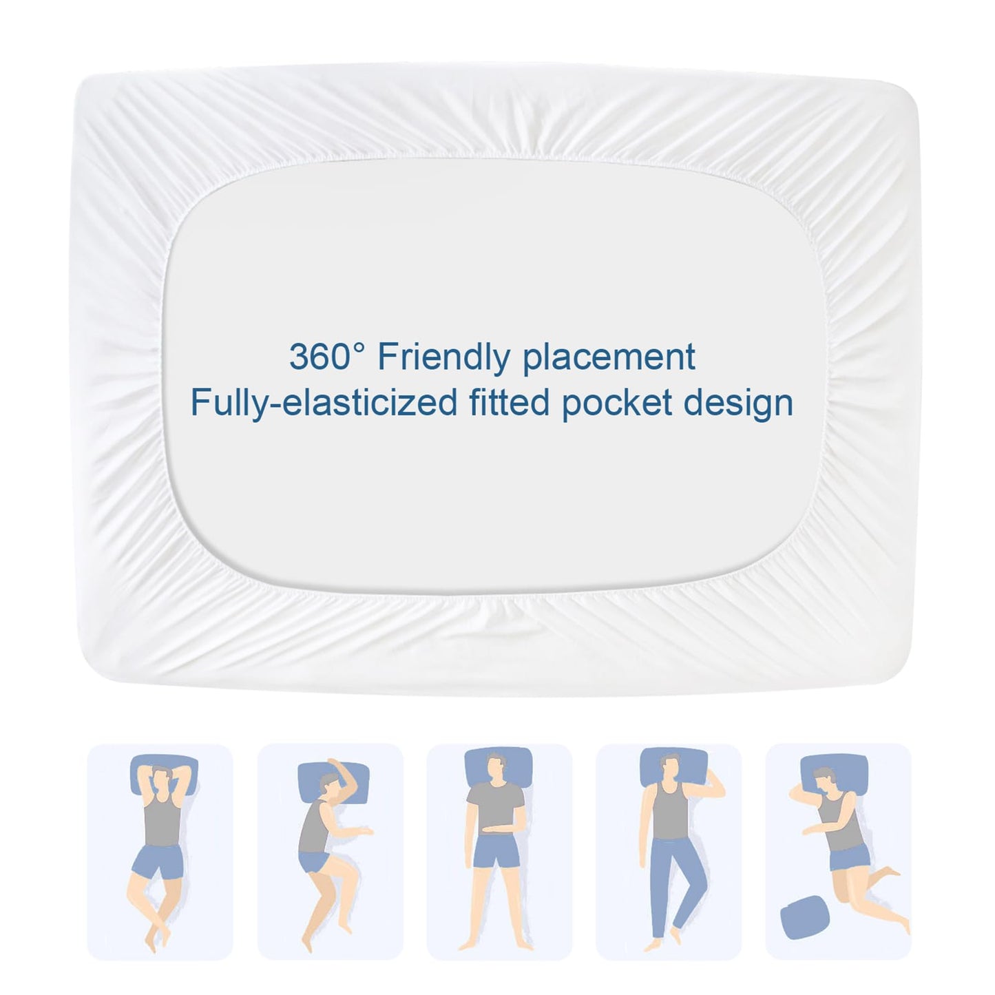Split King Mattress Protector Pad Waterproof Quilted, Breathable & Cooling Split King Mattress Cover Fitted for Adjustable Bed with Deep Pocket Up to 14", (White)