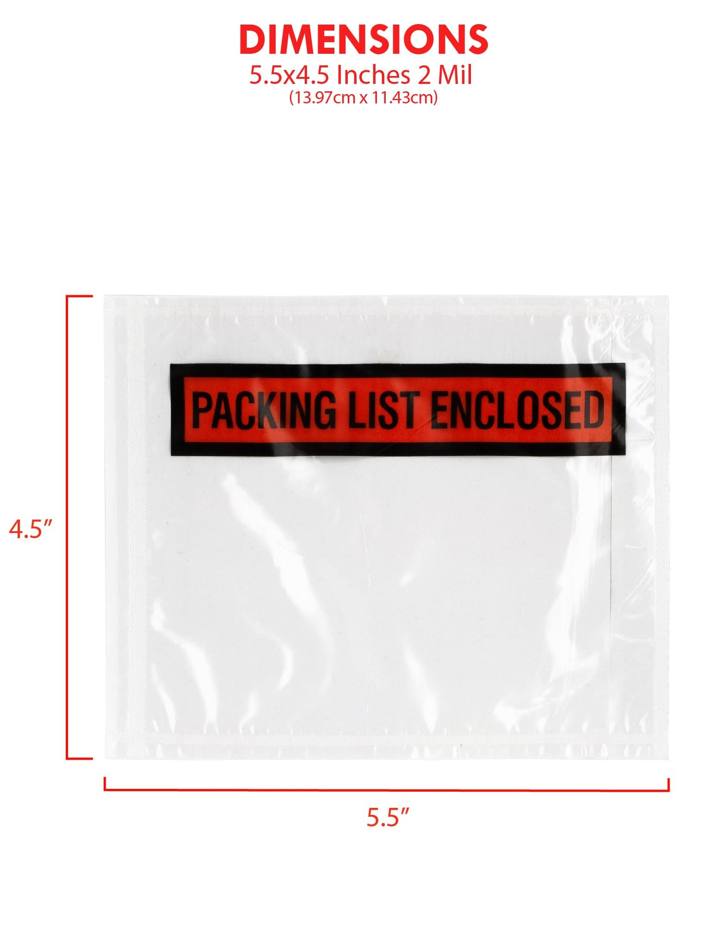 GPI - Packing List Envelopes, 4.5" x 5.5" Packing Slip Pouches, Clear Plastic Envelope Sleeves with Self-Adhesive Strip, Top Loading for Shipping Labels, Packing Lists, Invoices & Paperwork. 1000 Pack