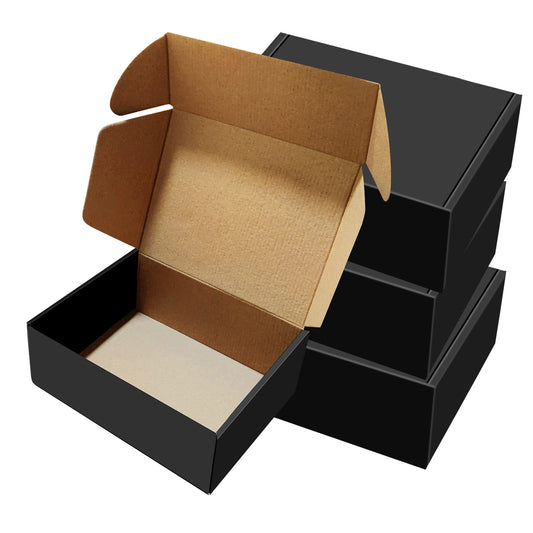 BoShahai 30 Pack 9x6x4 inches Black Shipping Boxes, Corrugated Mailer Boxes, Packaging Boxes for Products, Recyclable Cardboard Box, Flat Literature Mailers for Gifts, Clothings by Mailing