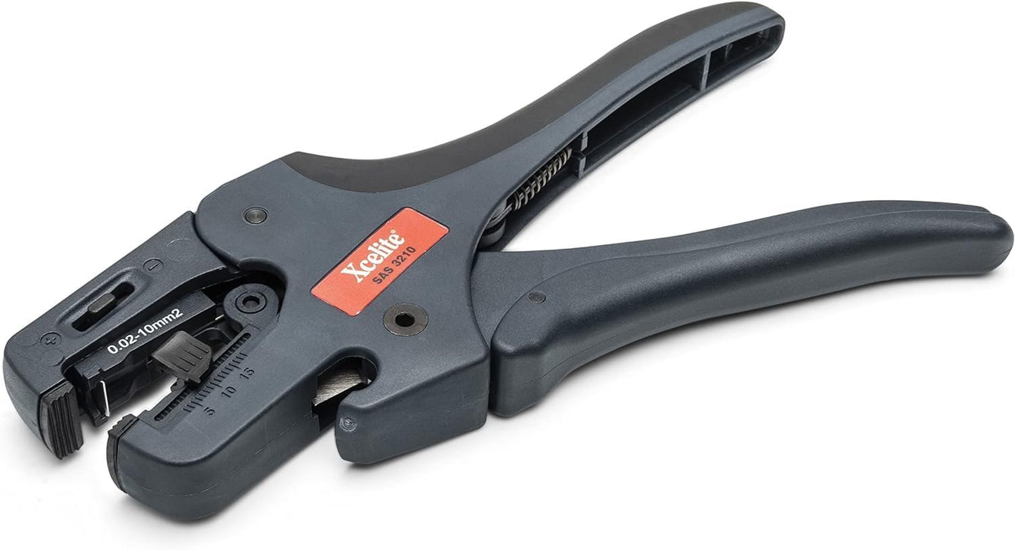 Xcelite Self Adjusting Wire Stripper with Spring | 32-10 AWG Stripping Range | Fiberglass Grip | SAS3210