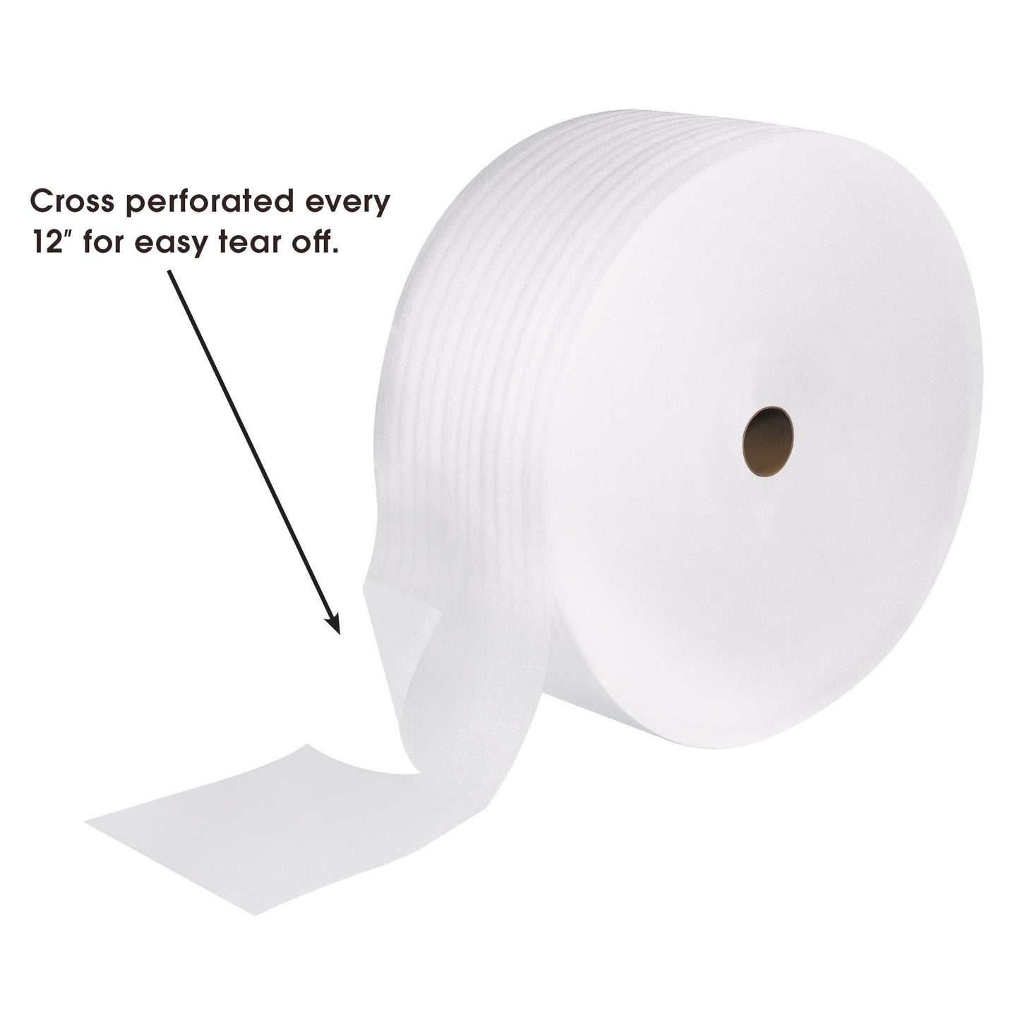 Aviditi Polyethylene UPSable Perforated Air Foam Roll, 350' L x 12" W x 1/8" H, White (FWUPS18S12P)