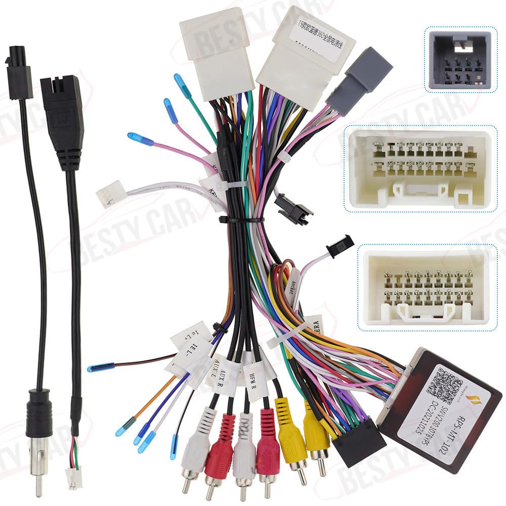 Bestycar 16pin Car Stereo Wiring Harness Adapter with Canbus Box for Mitsubishi Outlander Pajero Support OEM Rockford Amplifier Camera SWC USB