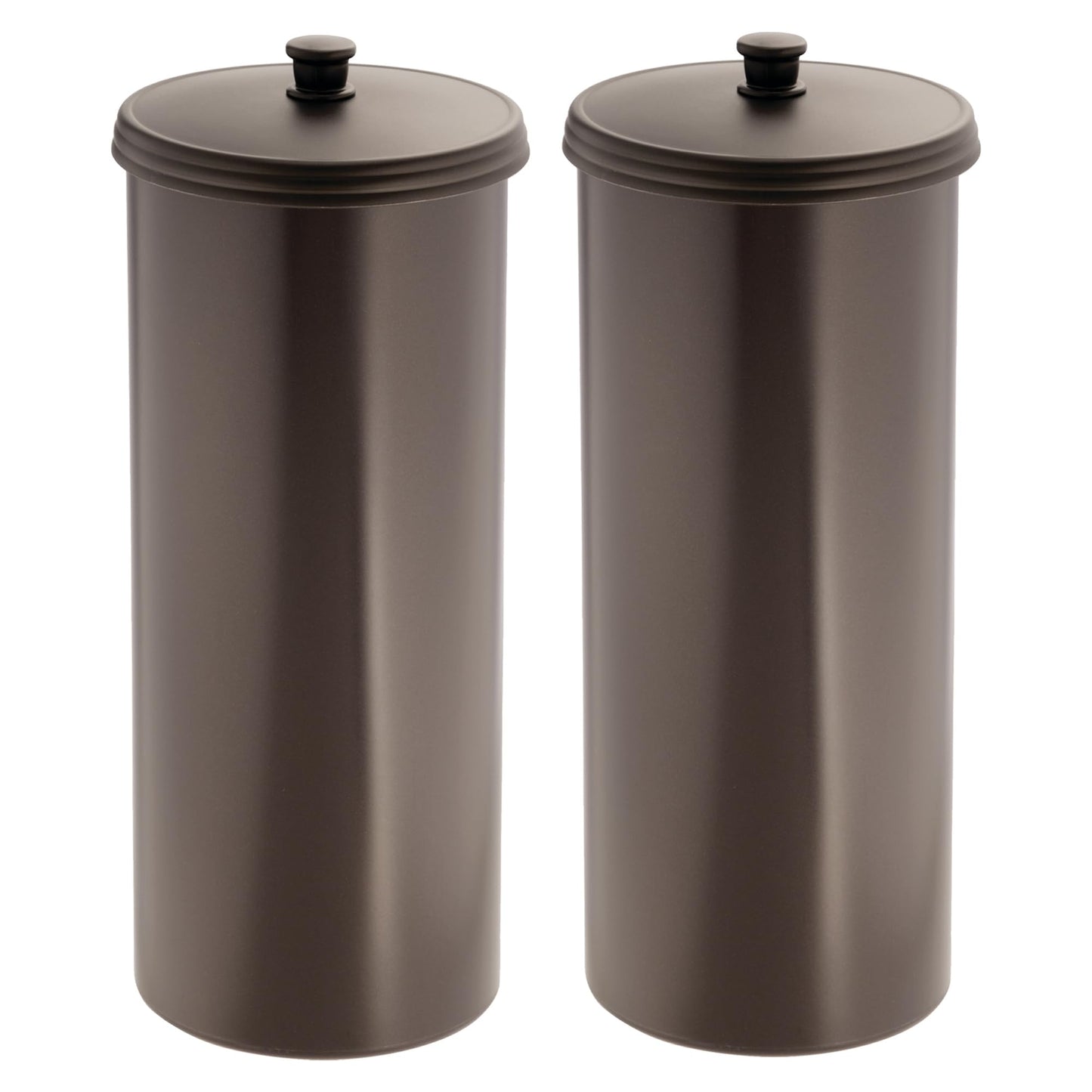 iDesign Freestanding Bathroom Toilet Paper Storage Holder with Lid for 3 Extra Rolls, 2-Pack, Bronze
