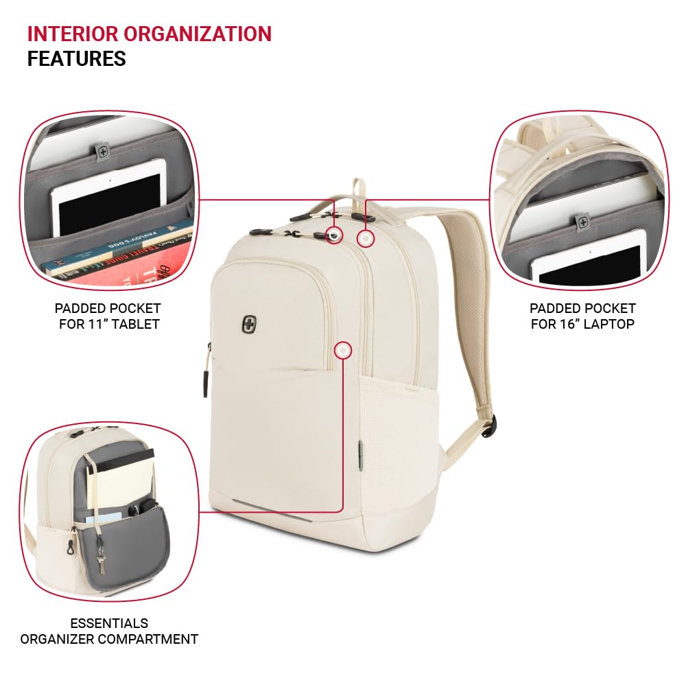 SwissGear Orientation Laptop Backpack, Sandshell, 17"x12"x7"