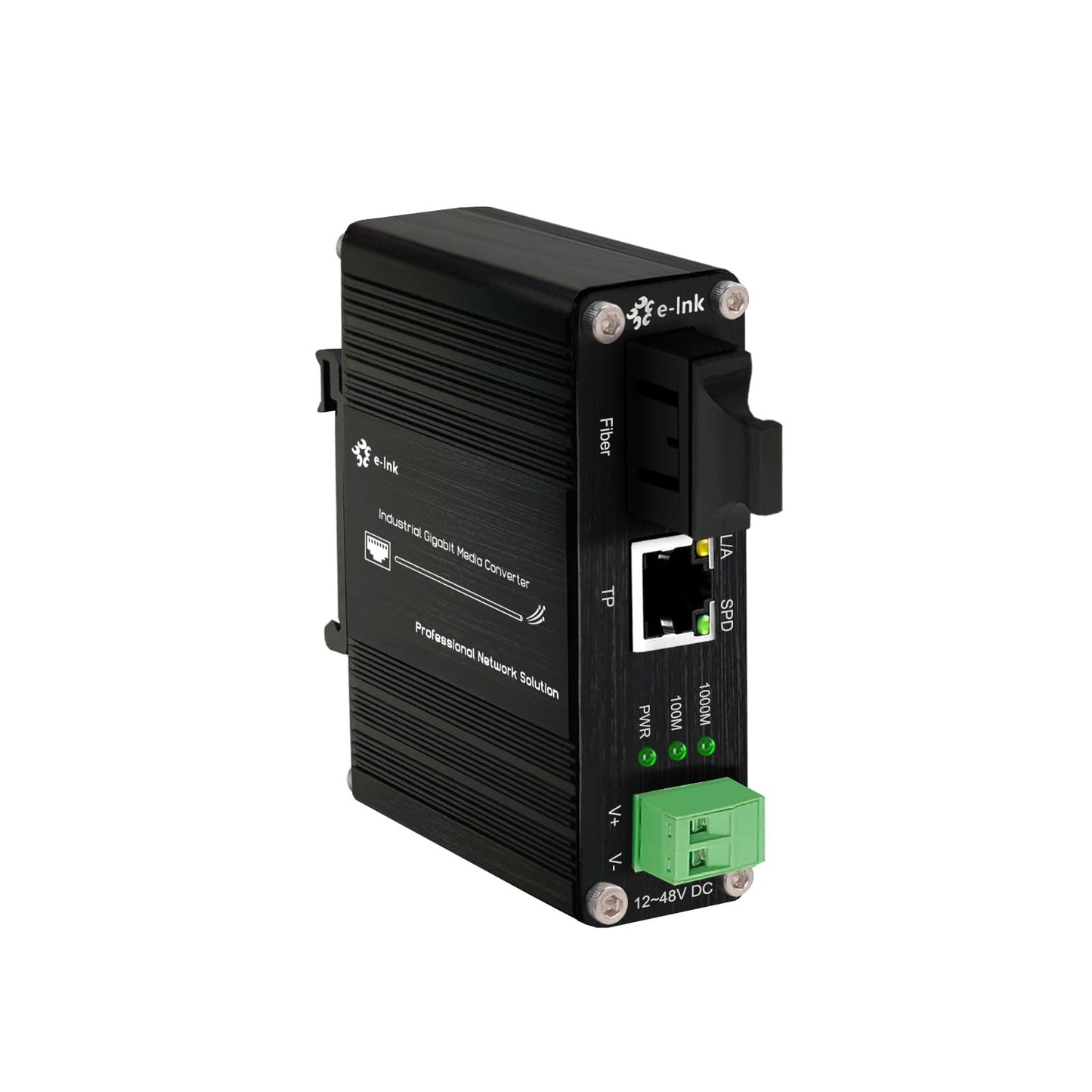 Steloproad Mini Industrial Gigabit Media Converter Hardened 10/100/1000Mbps RJ45 Ethernet Optical Transceiver with 100/1000Base-FX SC Port Auto Detection Up to 20km Over Single Mode Fiber 12~48V DC