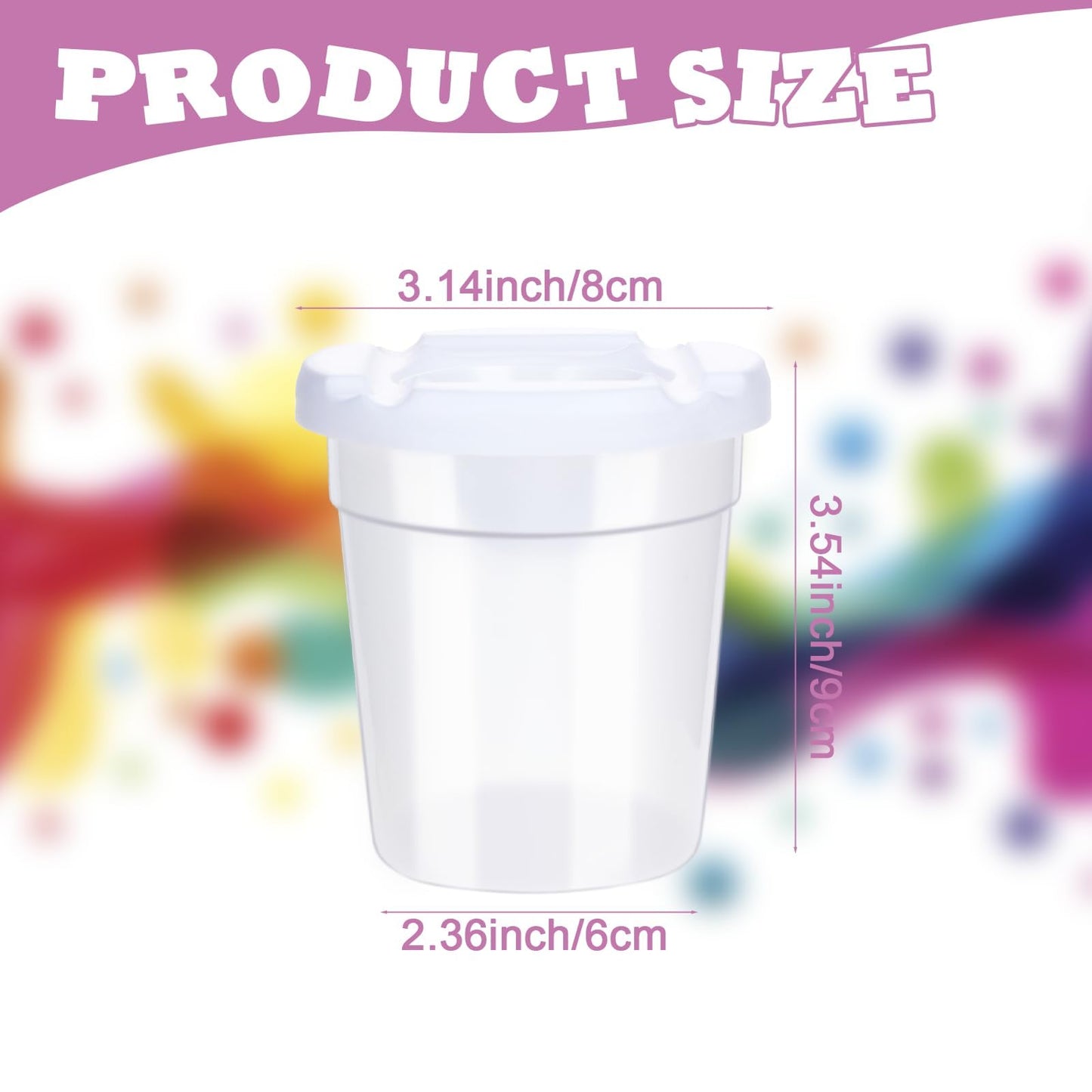 24 Packs No Spill Paint Cups for Kids Small Plastic Paint Containers with Lids Spill Proof Water Cup for Painting, School, Classroom, Art Crafts Supplies