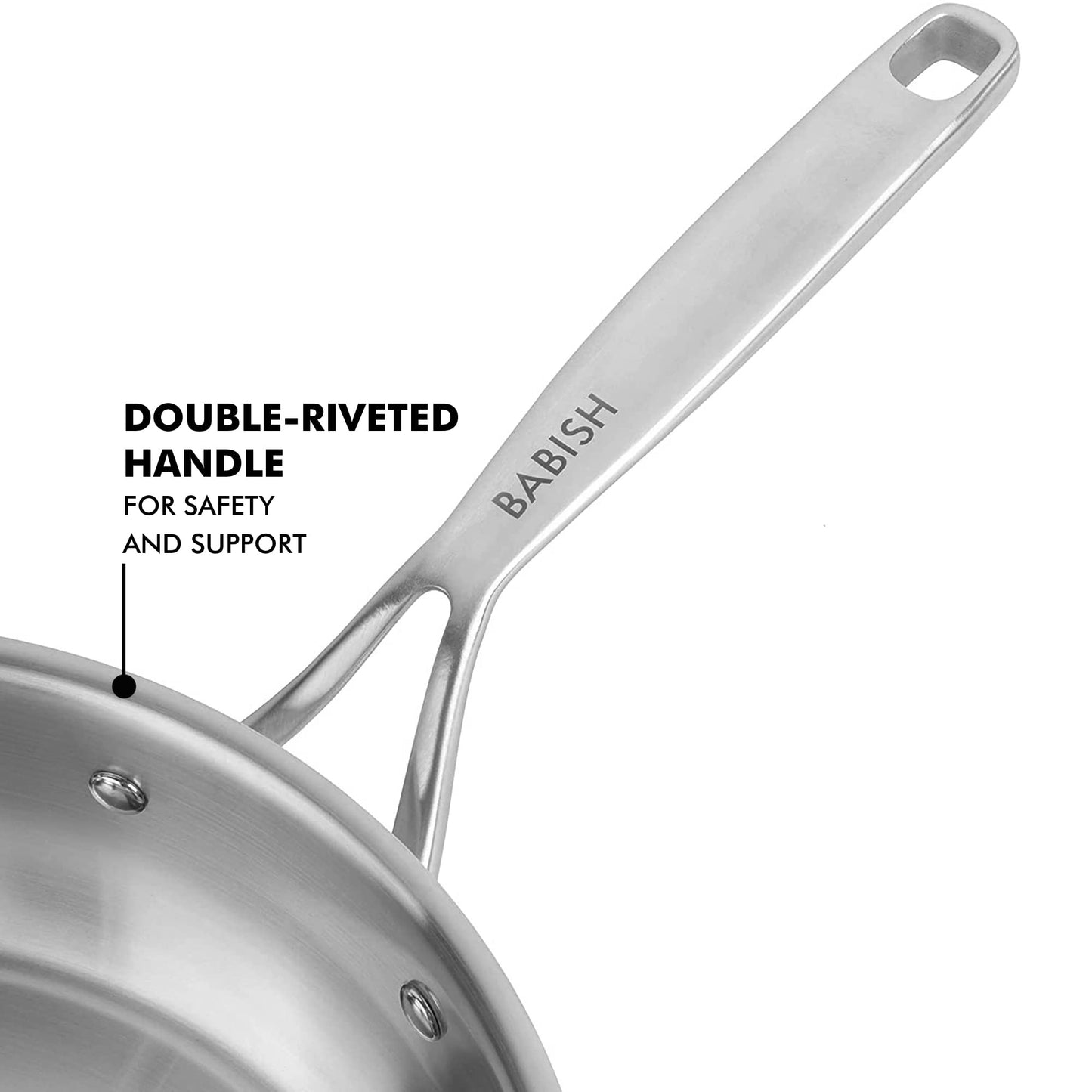 Babish 10-Inch Tri-Ply Stainless Steel Frying Pan – Professional Grade Skillet for Searing, Sautéing & Everyday Cooking
