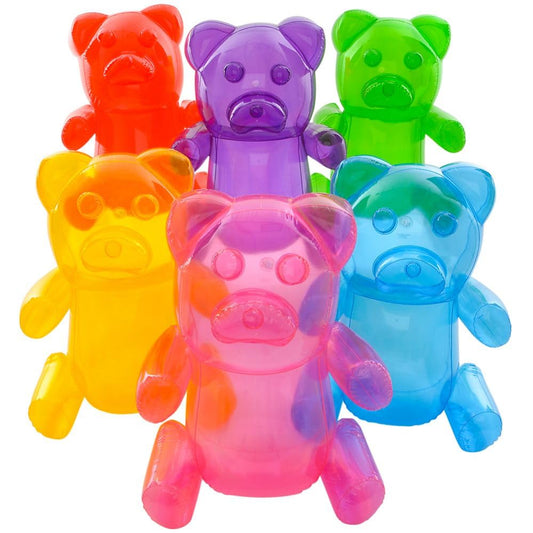 4E's Novelty Inflatable Gummy Bears Huge 24" - Great for Party Decorations, Unique Blow Up Pool Toys for Kids, Candyland Themed Birthday Party Decorations Supplies - Pack of 6