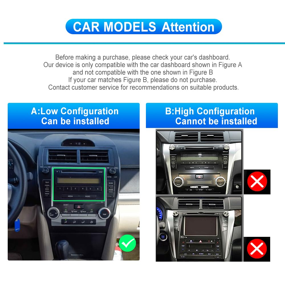 Car Radio Stereo for Toyota Camry 2012 2013 2014, 1G+32G Rimoody Carplay Android 13 10.1 inch Touch Screen GPS Navigation WiFi HiFi Bluetooth FM Radio Mirror Link Head Unit + AHD Backup Camera