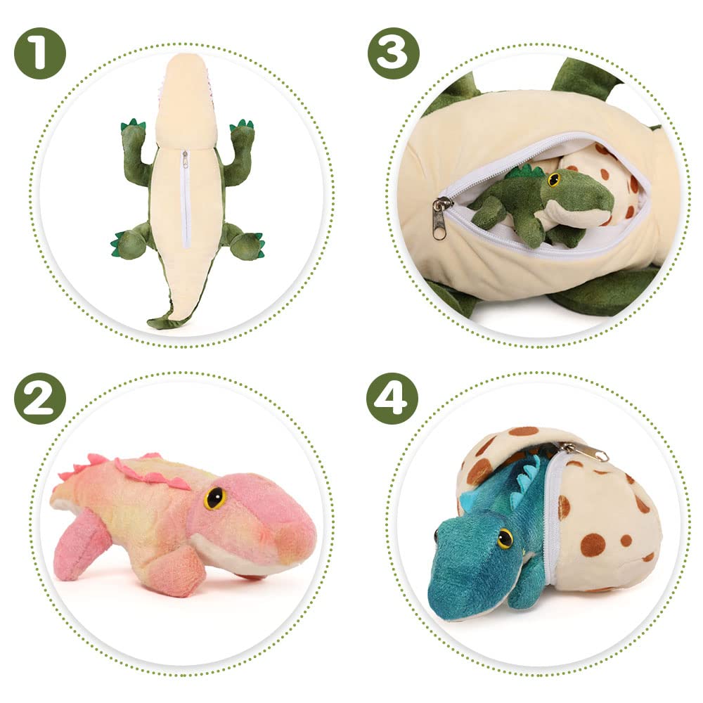 Karister Alligator Stuffed Animal 23.6", Mommy Crocodile Plush Toy with 3 Baby Crocodile, Stuffed Alligator Plush Gift,Stuffed Crocodile for Kids on Birthday,Christmas or Baby Shower