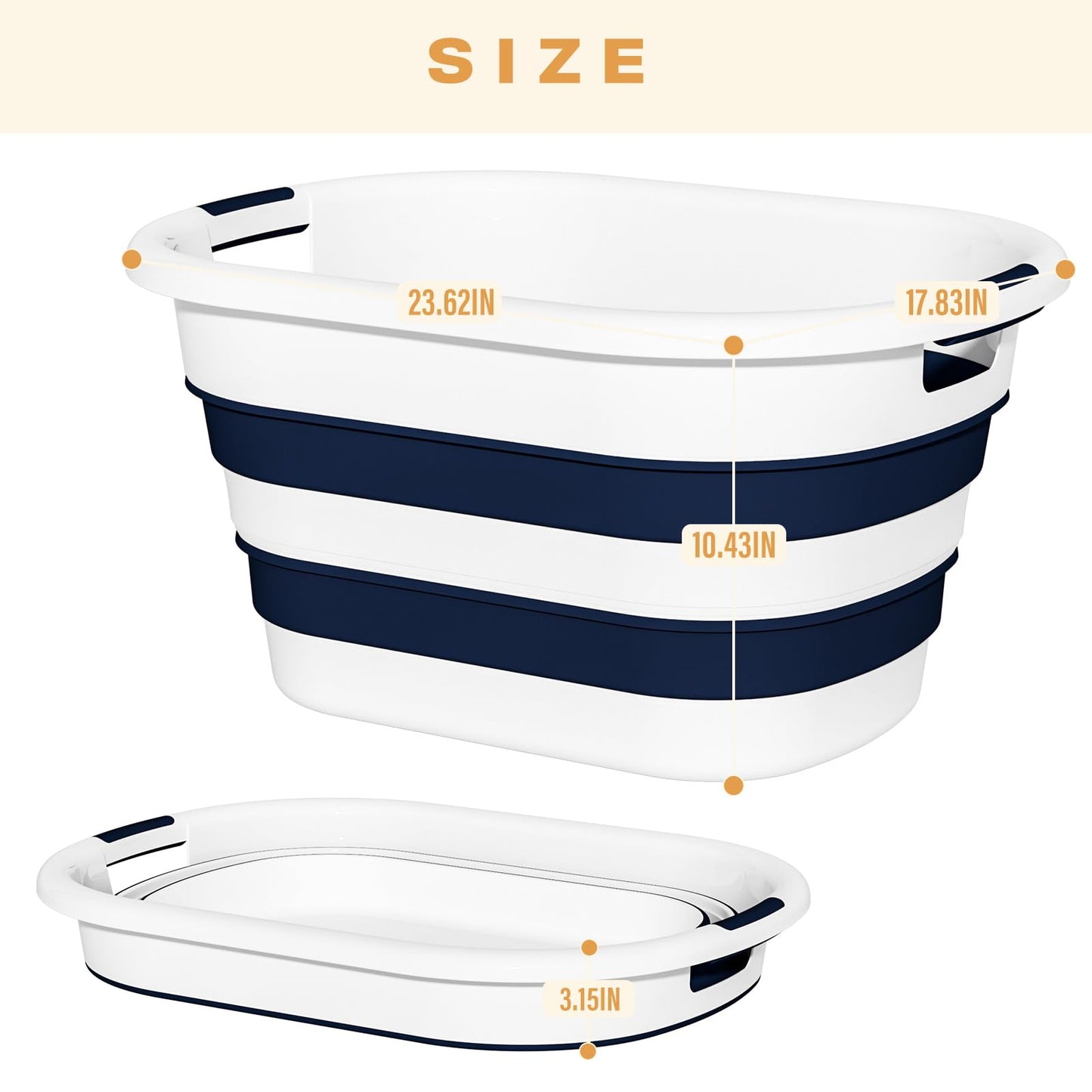 OOAMBB 43L(11.5Gallon) Collapsible Laundry Baskets plastic, Pop Up Laundry hamper/Storage Container, Foldable Laundry Basket with Large Capacity,Sturdy,Space Saver (Blue, 2 Packs)