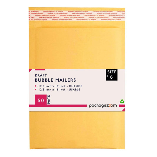 12.5x19 inches Kraft Bubble Mailer Self Seal Bubble Shipping Envelopes 50 Pack Padded Envelopes Thick Bubble Mailers Packaging for Small Business #6