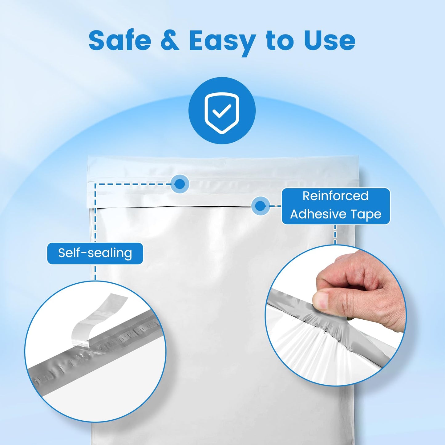 Metronic Poly Mailers 14.5x19 Inch 400pcs Shipping Bags for Clothes,Self Adhesive Shipping Envelopes for Small Business,Waterproof Mailers Poly Bags for Shipping,Packaging Mailing Bags White