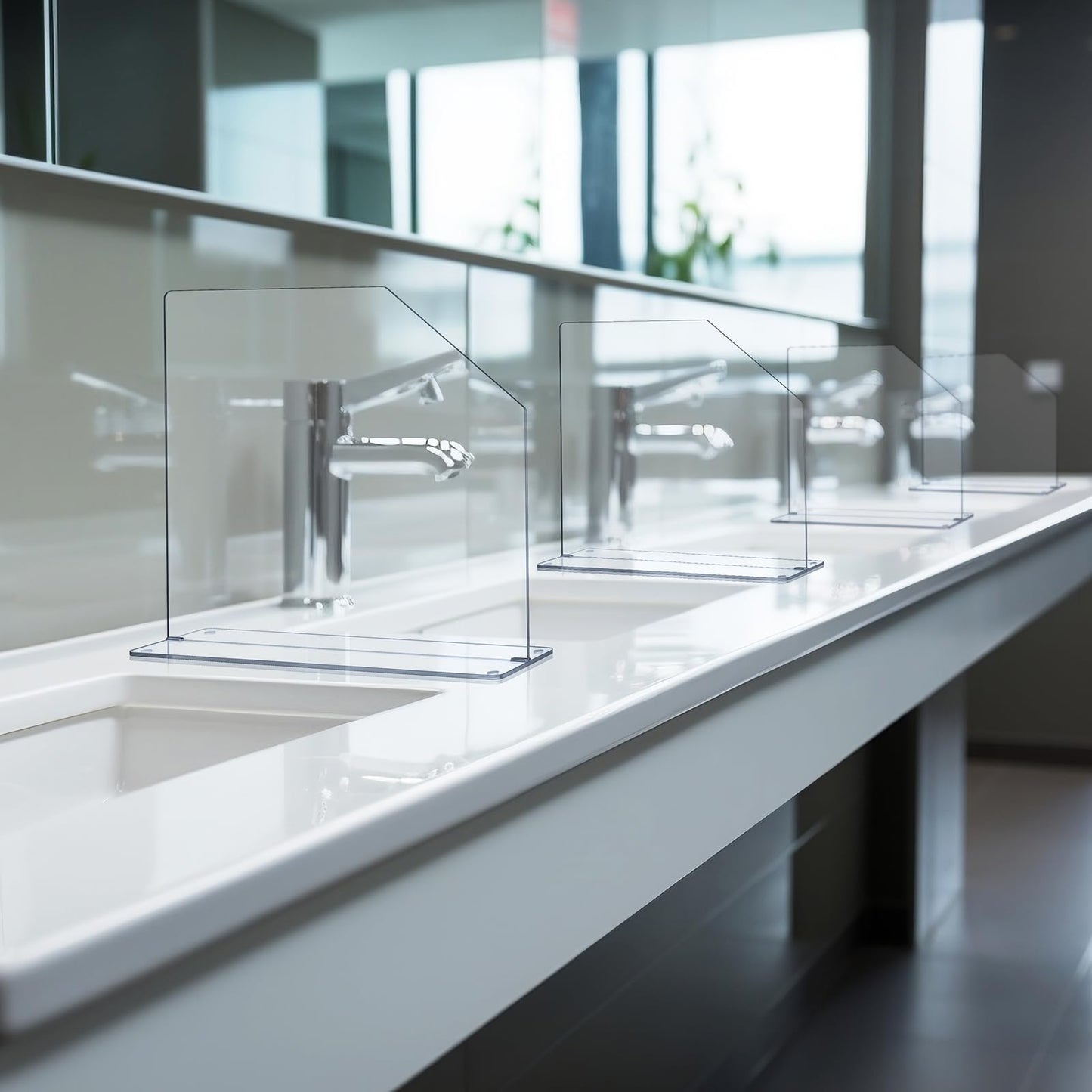 Vesici 2 Pcs Clear Acrylic Sink Splash Guard Freestanding Panel Barrier with Easy Reach Cutaway Kitchen Guard Protective Splatter Barrier for Home Hospital(15.75" Length, 16" Height, 4.5" Base)