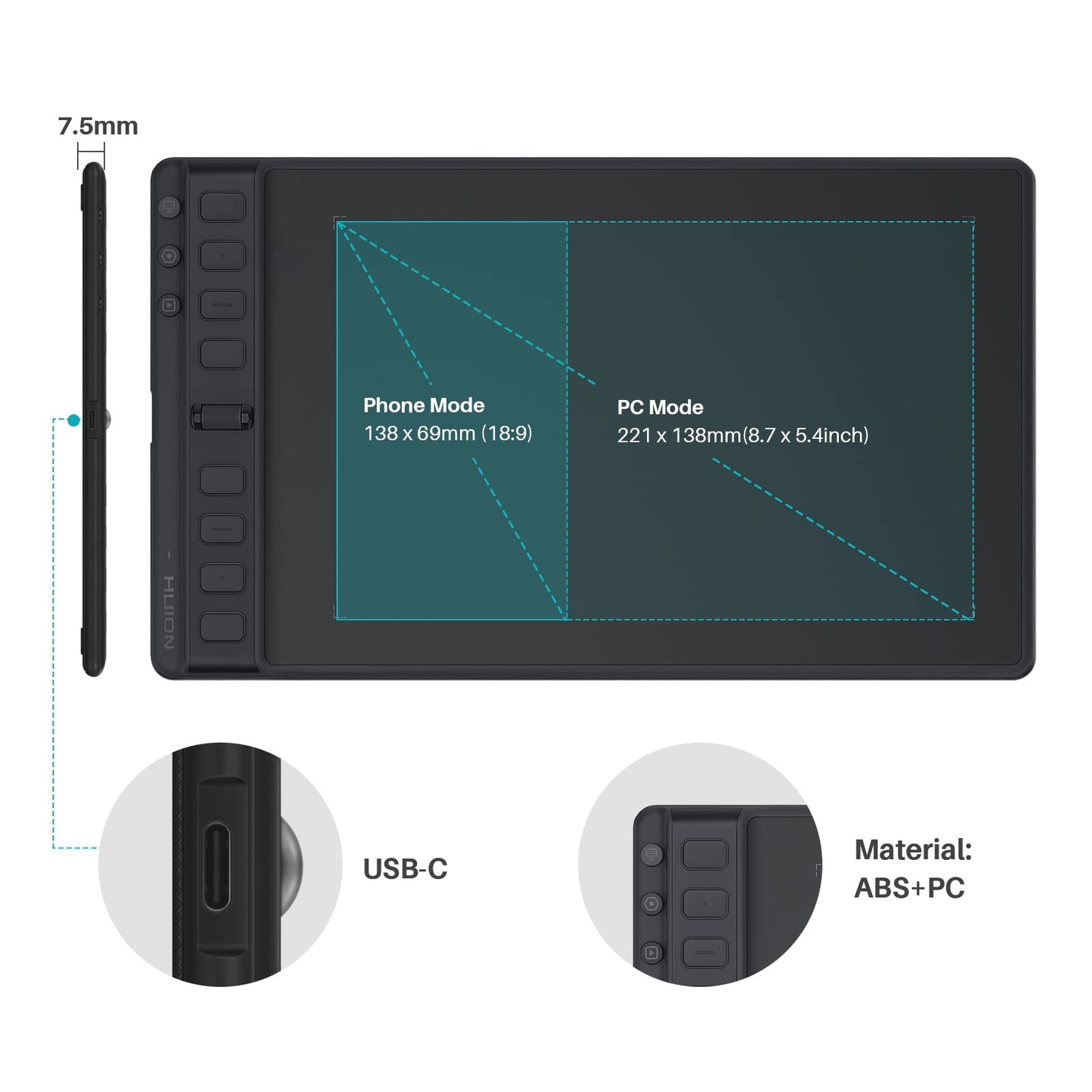 2023 HUION Inspiroy 2 Medium Drawing Tablet with Scroll Wheel 8 Customized Keys Battery-Free Stylus 60° Tilt Support for Digital Art, Design, Sketch, 9x5inch Graphics Tablet, Black