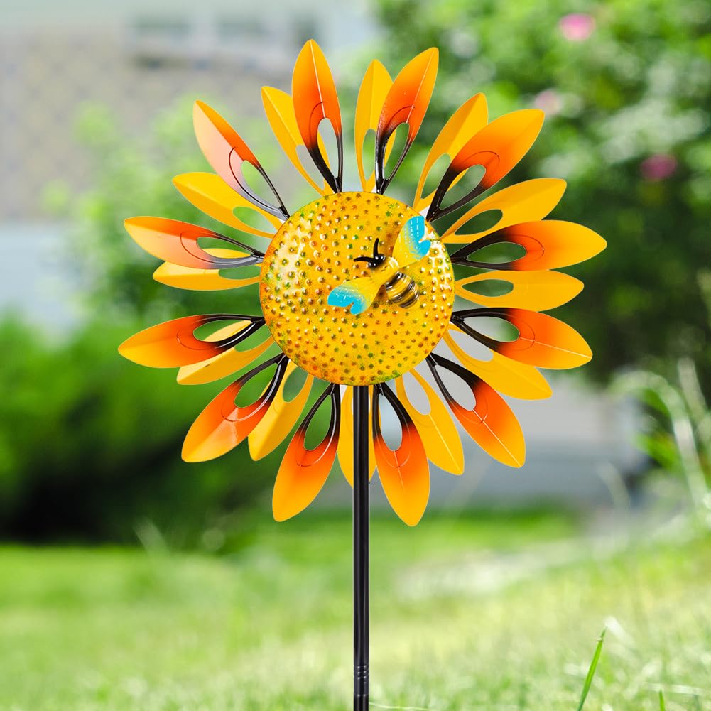 Stargarden Sunflower Wind Spinners, Large Metal Wind Sculptures, Windmill Yard Art,Sunflower Decor for Yard and Garden