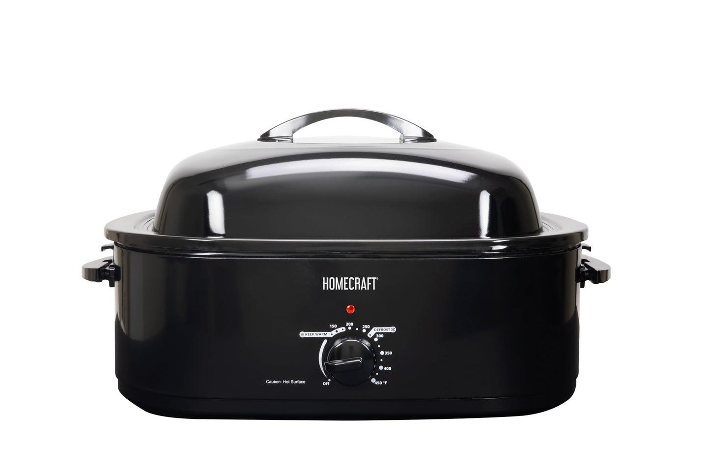 HomeCraft Electric Roaster Oven, 18-Quart Capacity for Turkey, Chicken, Meat, Vegetables, Full-Range Temperature Control, Lift-Out Rack, and Removable Enamel Pot Included, Black