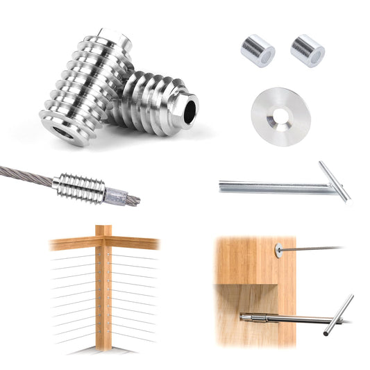 [Patent] Muzata 20 Pack 3/16" Invisible Cable Railing Kit Hardware Swage Lag Screw Hidden for 4x4 6x6 8x8 Wood Posts T316 Stainless Steel Deck Cable Railing System 10 Pairs CR99