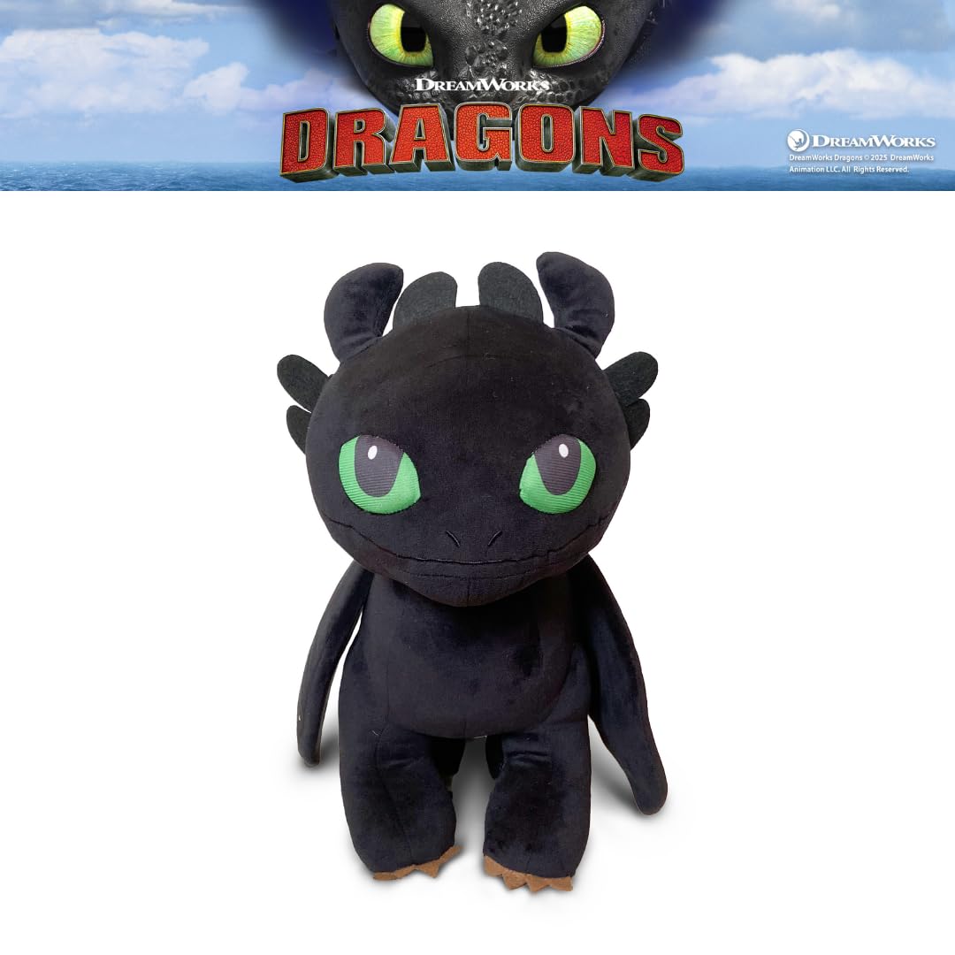 How to Train Your Dragon Toothless Super Soft Plush Cozy Cuddle Pillow Buddy with Light Up Eyes for Comfort, (Officially Licensed Product) by Franco