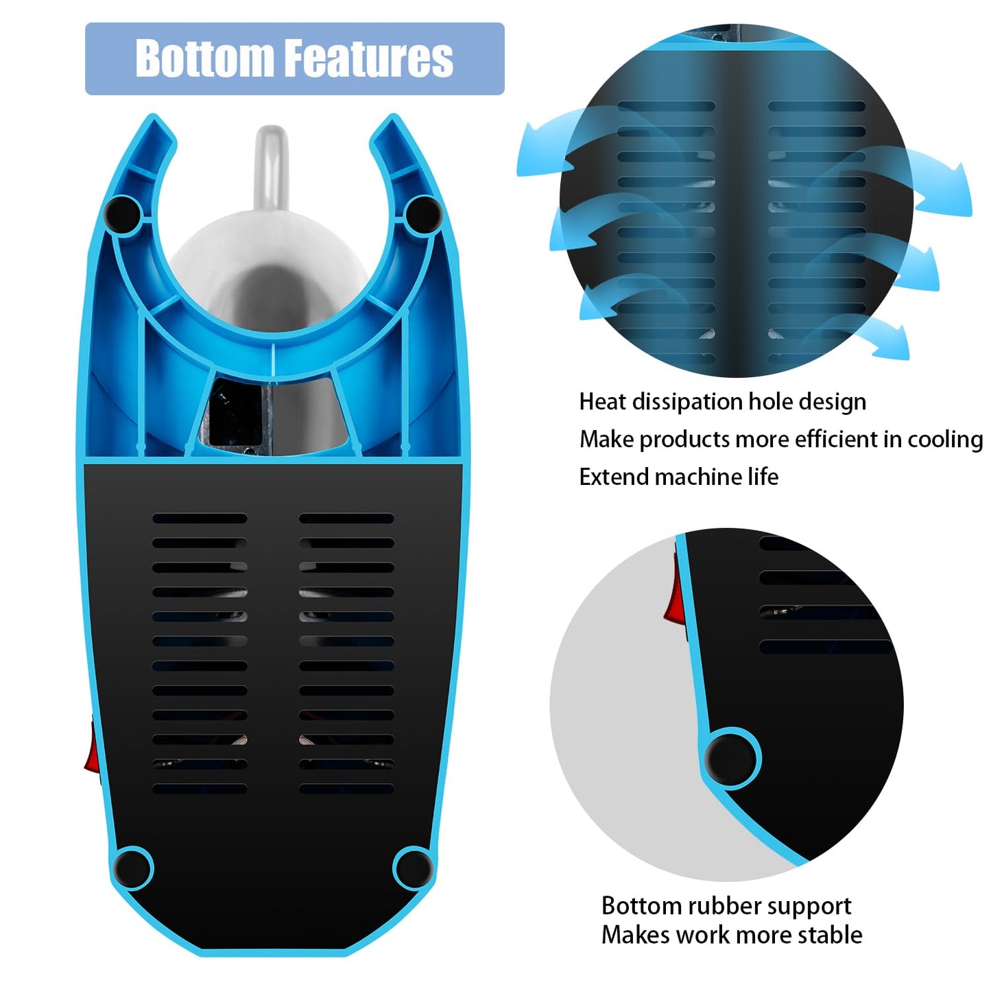 INSELY 4-Blades Electric Ice Shaver Machine, 200lbs/hr Ice Crusher with Ice Tray for Home and Commercial Use (Blue)