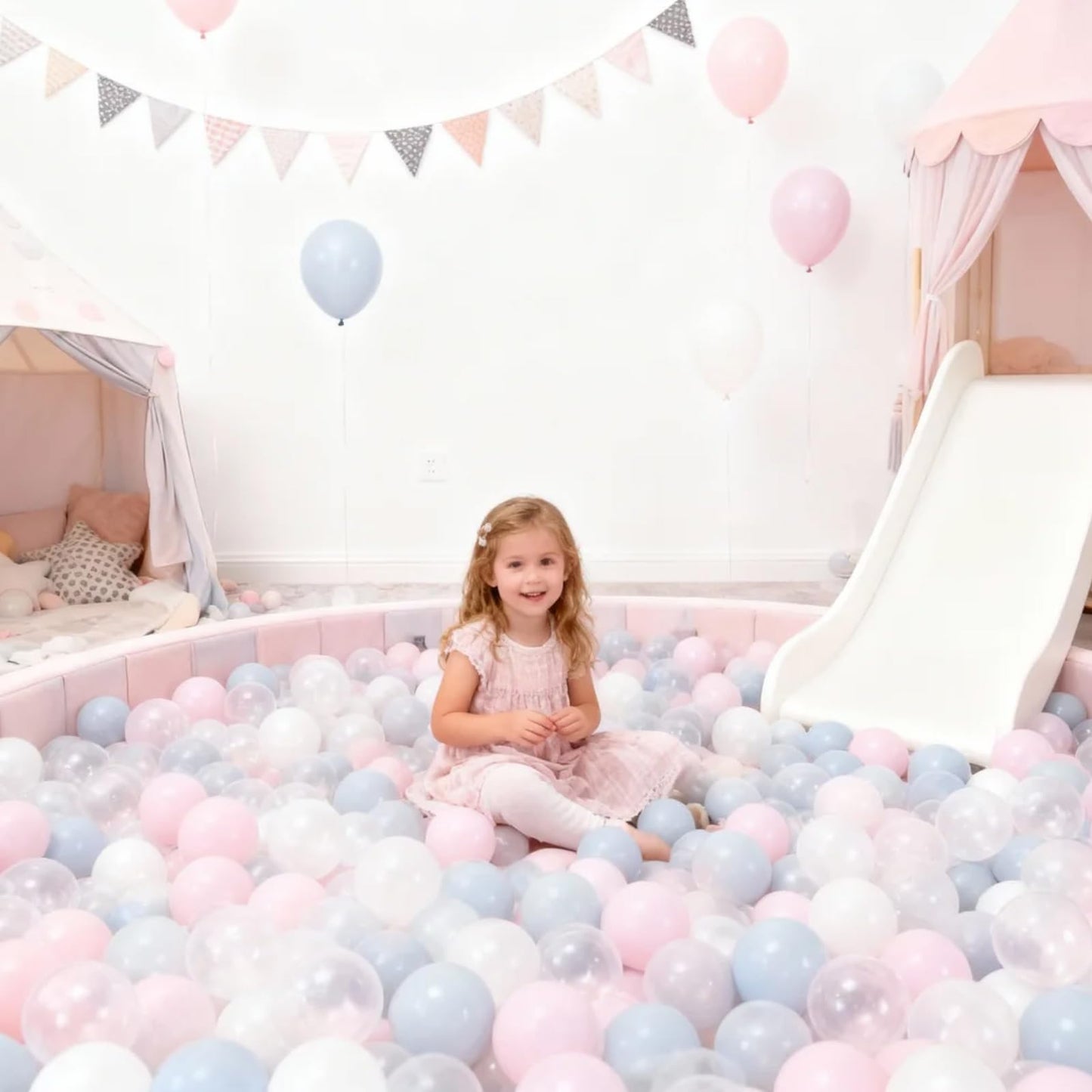 GOGOSO Ball Pit Balls for Kids, 100 Pink Plastic Balls for Ball Pit Toddler Birthday Party Kids Colorful Ocean Ball