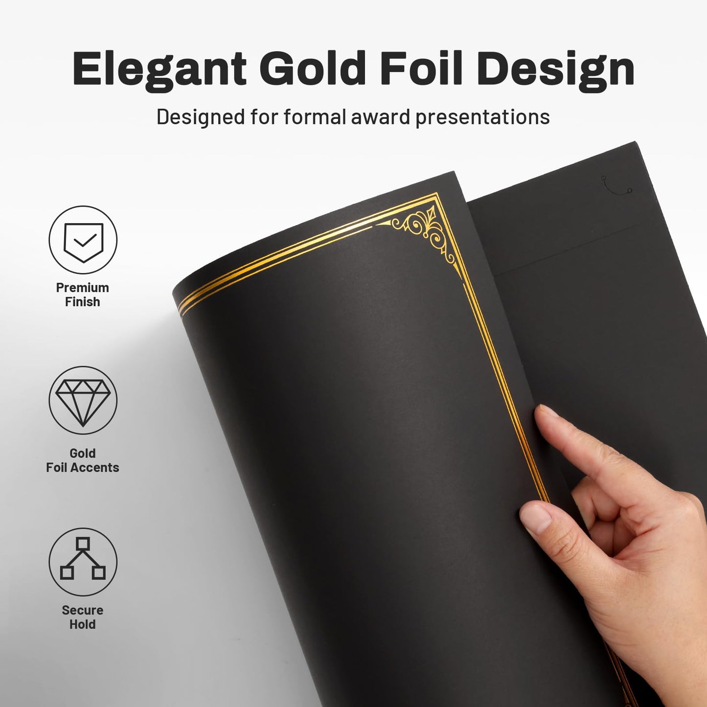 SUNEE Certificate Holders(Black, 60 Packs, New Pattern), Diploma Covers Gold Foil Border, for Letter Size 8.5x11 Certificates, Cardstock, Document Papers