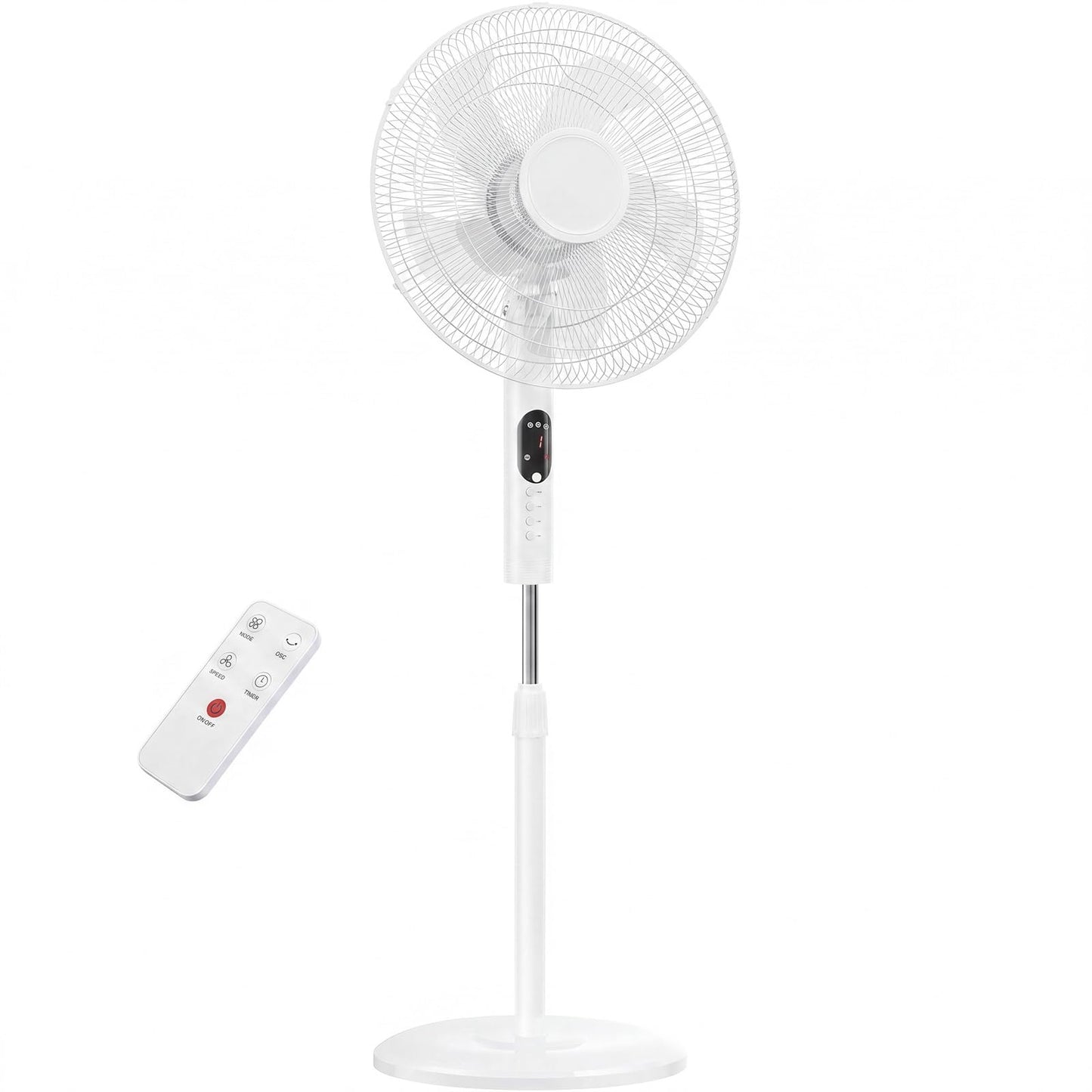 Pedestal Fan with Remote, Oscillation Standing Fan with 3 Speeds & 3 Modes, Electric Cooling Fans with Timer, Adjustable Height & Tilt Head, Quiet Floor Fan for Bedroom, Living Room, Office