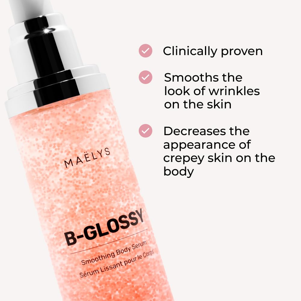 MAËLYS B-GLOSSY Smoothing Body Serum - Anti-Aging Hyaluronic Acid Serum for Body Wrinkles - Hydrating Wrinkle Serum with Peptides & Shea Butter To Smooth The Appearance Of Wrinkles