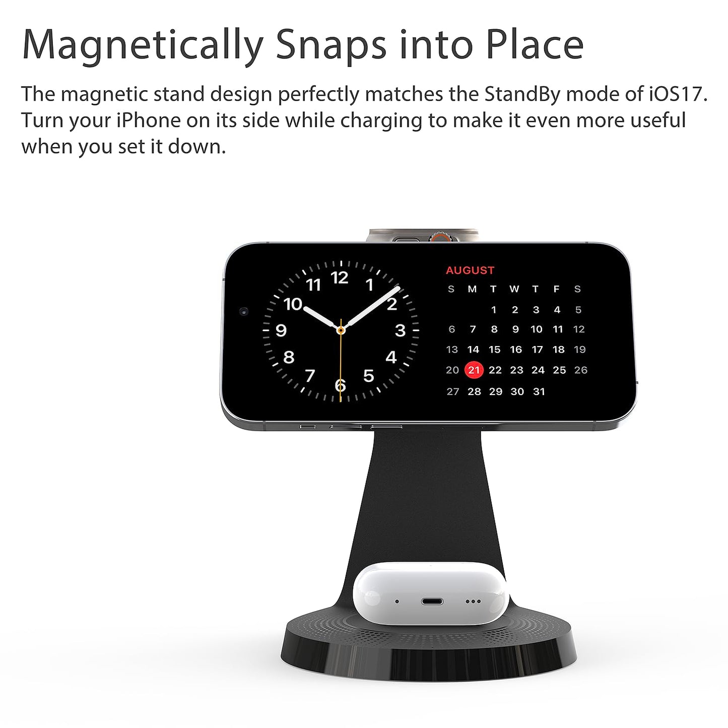 3 in 1 Charging Station for Apple Devices,Mag-Safe Charger Stand Fast Charging,Wireless Charger for iPhone 16/15/14/13/12 Series,& AirPods,& iWatch(USB-C Charger Included)
