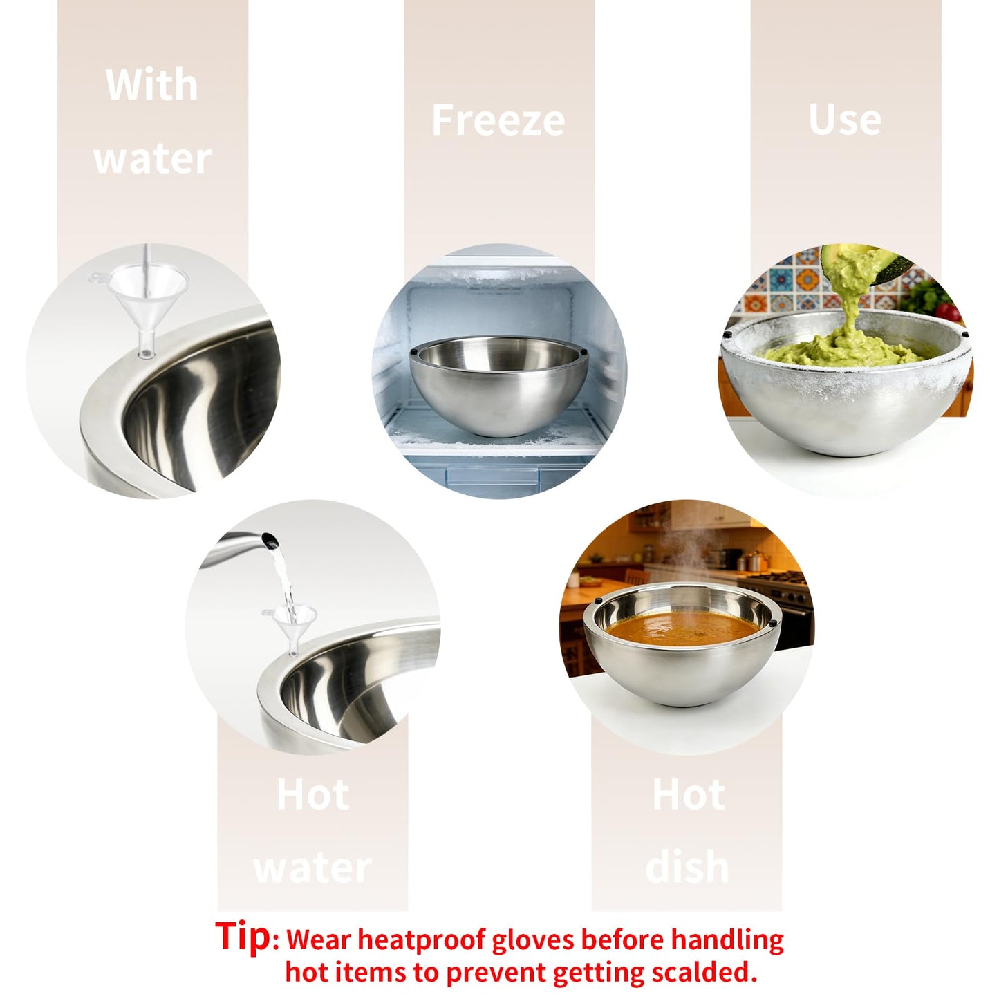 Amestar Dip Chiller Bowl 2 Pack- 70 OZ Large Capacity, Frozen Ice Stainless Steel Insulated Party Serving Bowl, Salad Pod for Parties Salsa, Guacamole, Condiments, Sauces, Keeps Food Hot or Cold