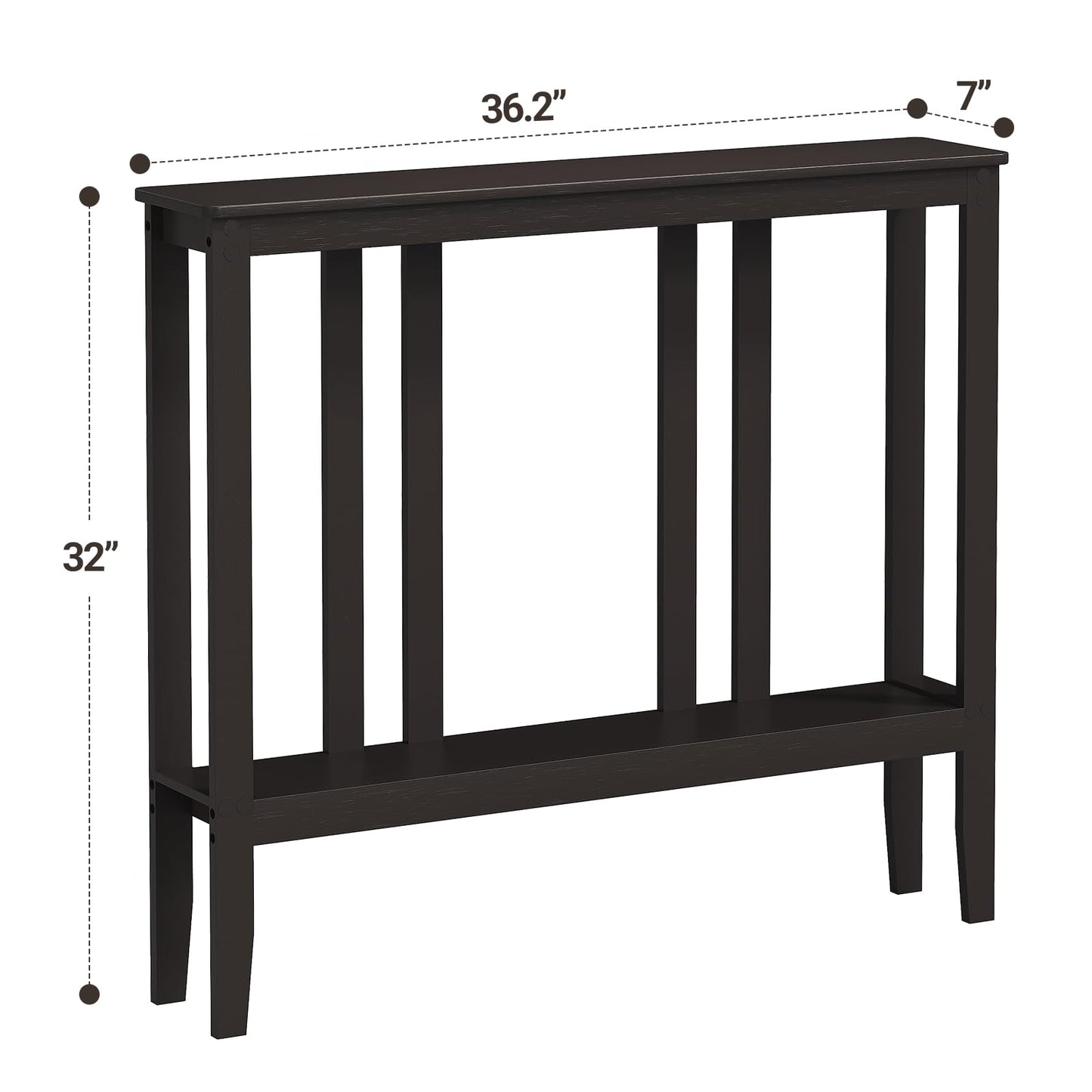 ELYKEN Bamboo 2-Tier Narrow Console Table, 36.2" Long Slim Sofa Table Behind Couch for Entryway, Hallway, Living Room, Brown