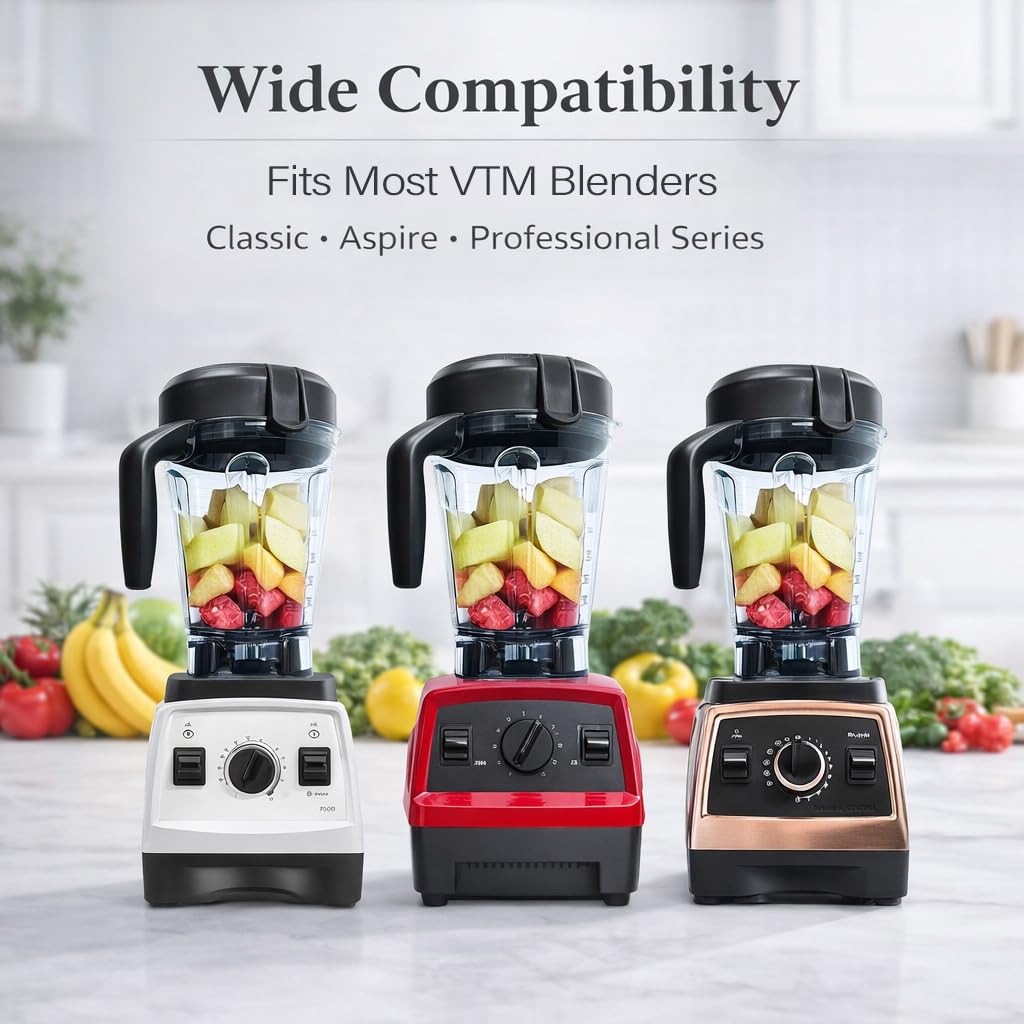 Blender Pitcher 64oz Low-Profile, Compatible with 750 5300 5200 5000 7500 6300 Vm0102 Vm0103 Vm0197 E310 G/Classic C/Explorian/Commercial series etc