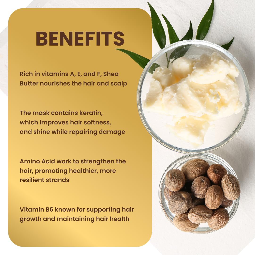 Savannah Hair Therapy Hair Mask for Damaged Hair with Shea Butter & Keratin – Hydrate, Repair & Rejuvenate with Deep Moisture Treatment for Dry, Damaged, and Curly Hair