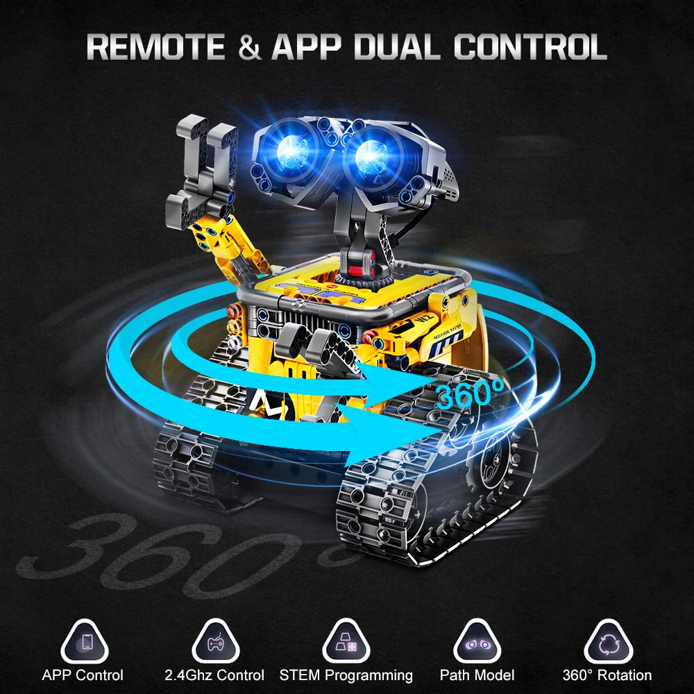 HOGOKIDS Robot Building Toys for Kids - 5 in 1 Remote & APP Controlled Building Set | RC Wall Robot/Engineer Robot/Mech Dinosaur STEM Toys for Boys Girls Age 6 7 8 9 10 11 12+ Year Old (520 Pcs)