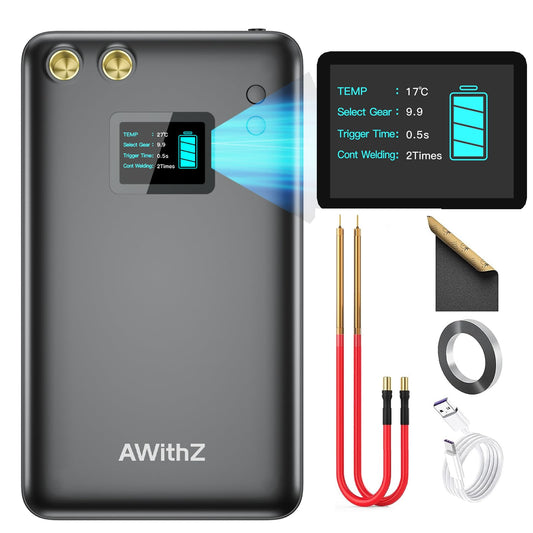 Battery Spot Welder, AWithZ 1.5" LCD Screen Recyclable 11000mAh Spot Welder, 99 Gears Adjustable Battery Welder, Mini Spot Welder for 18650 Battery (11000mAh)