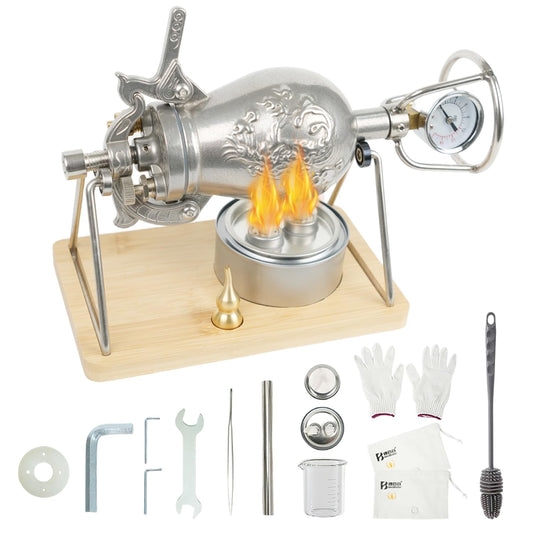 350ml Chinese Popcorn Maker, Chinese Popcorn Cannon Machine, High Pressure Popcorn Popper, Stainless Steel Hand Popcorn Machine, Mini Hand Popcorn Maker for Moive Night Family Party Fun(with 2 Bags)