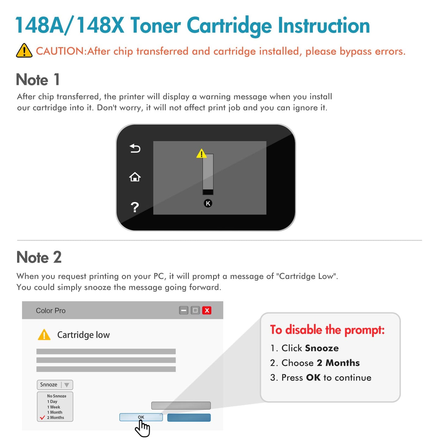 148A Toner Cartridge Black 2 Pack Compatible Replacement for HP 148A 148X W1480A W1480X for HP Laserjet Pro 4001dw 4001dn 4001n MFP 4101fdw 4101fdn Printer High Yield Ink